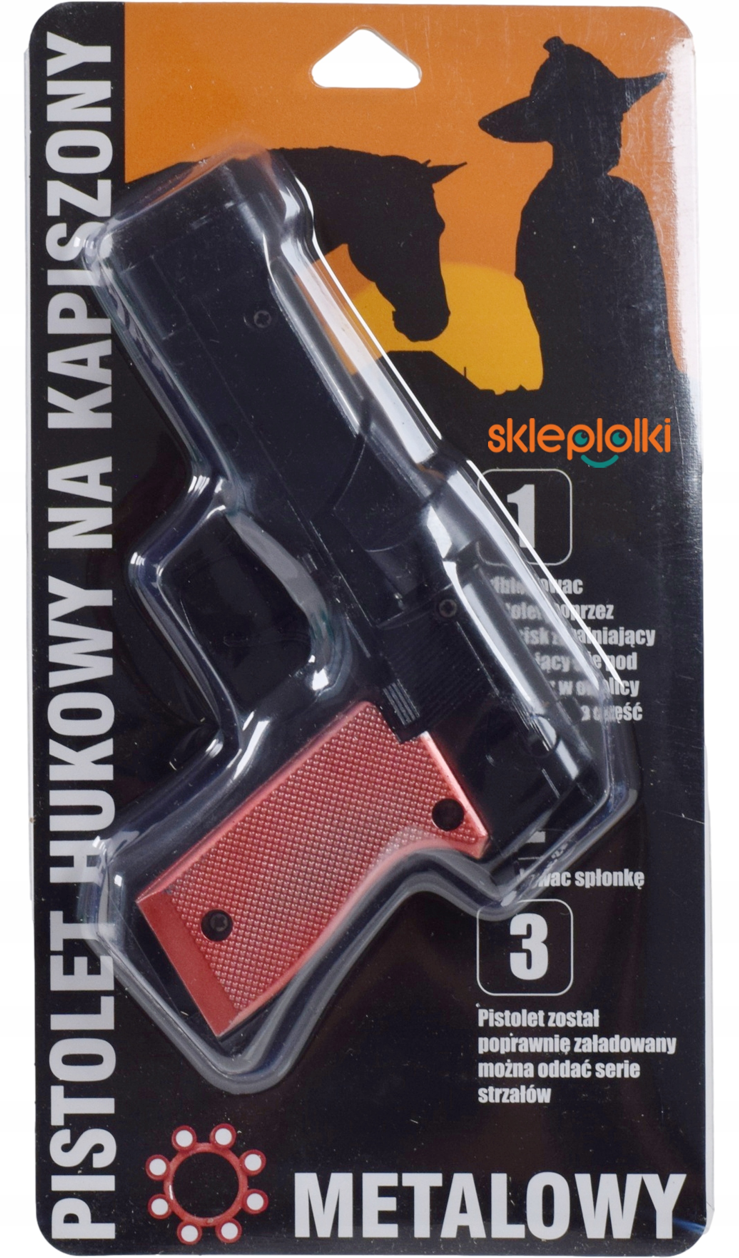 PISTOLET NA SPŁONKĘ KAPISZONY 5x72szt METALOWY REWOLWER DLA DZIECI GRATIS