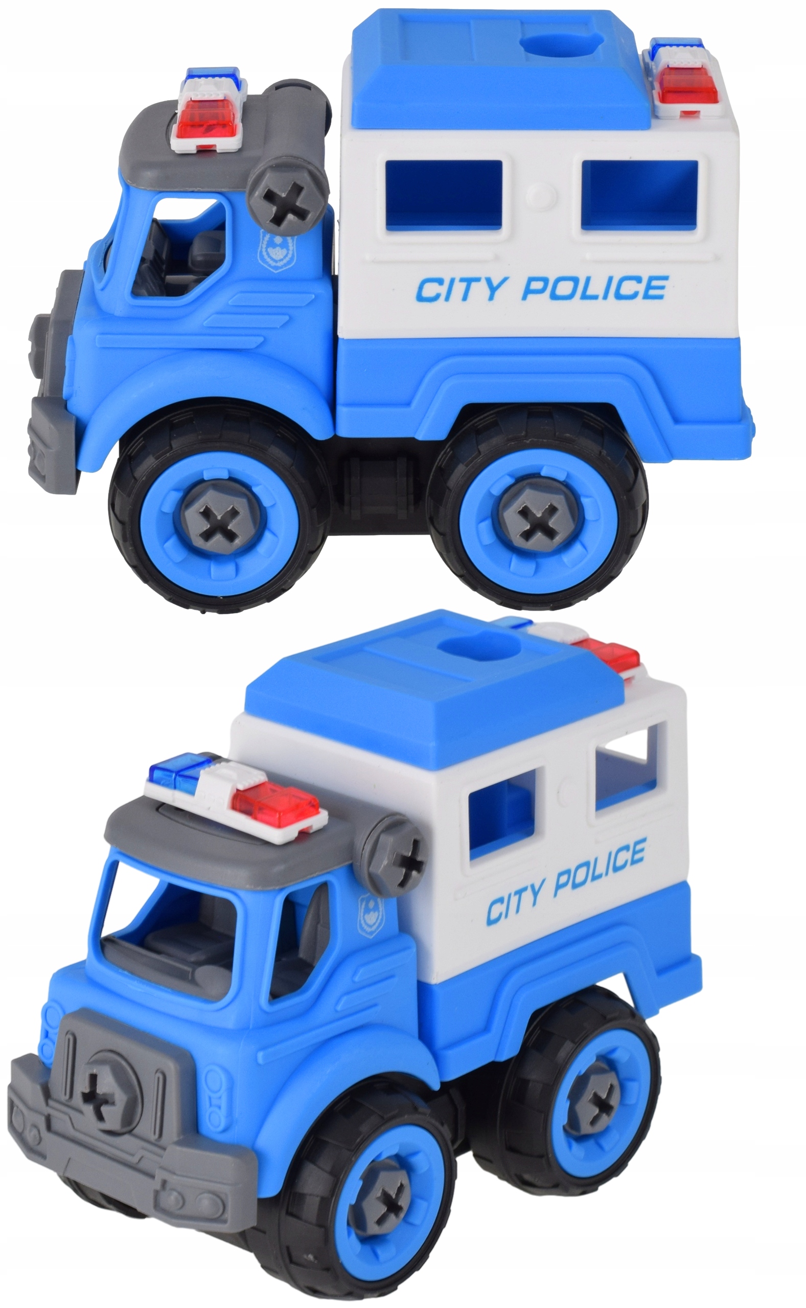 Zabawki edukacyjne Zestaw pojazdy policyjne KONSTRUKCJE do rozkręcania