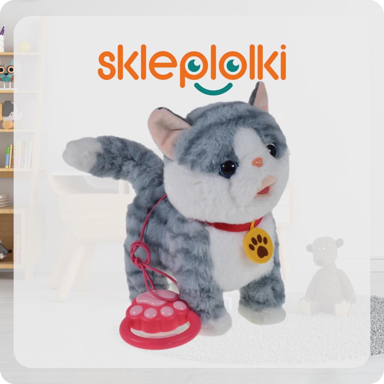 INTERAKTYWNY KOT KOTEK NA SMYCZY ZABAWKA MIAUCZY CHODZI GRA NA PREZENT