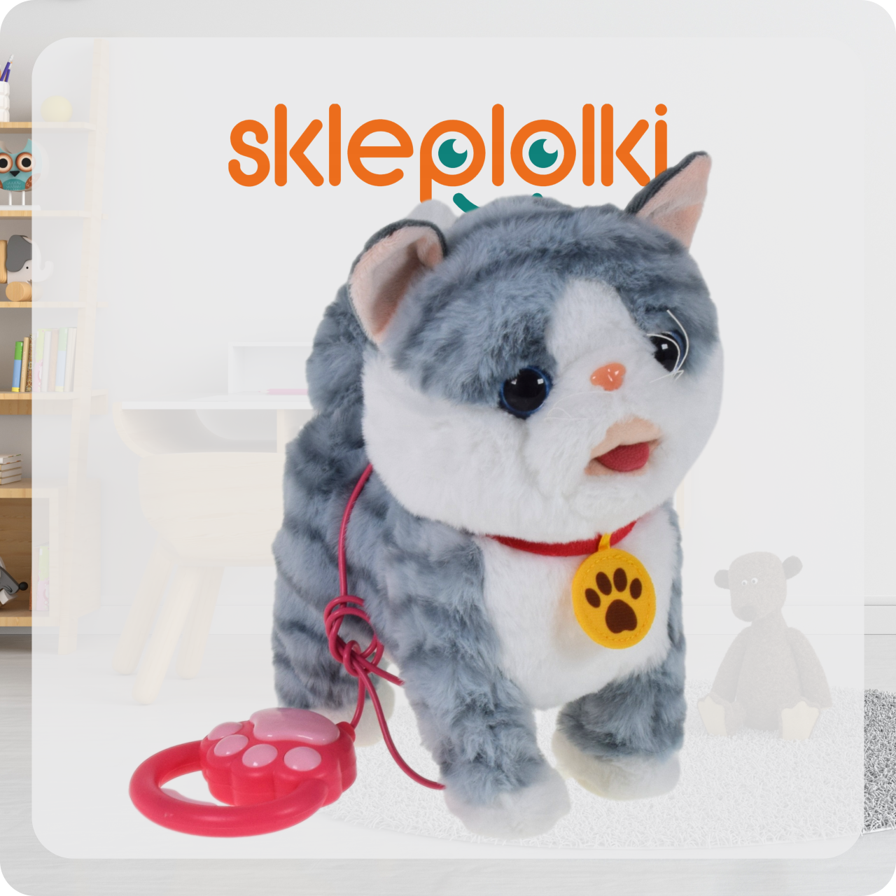 INTERAKTYWNY KOT KOTEK NA SMYCZY ZABAWKA MIAUCZY CHODZI GRA NA PREZENT