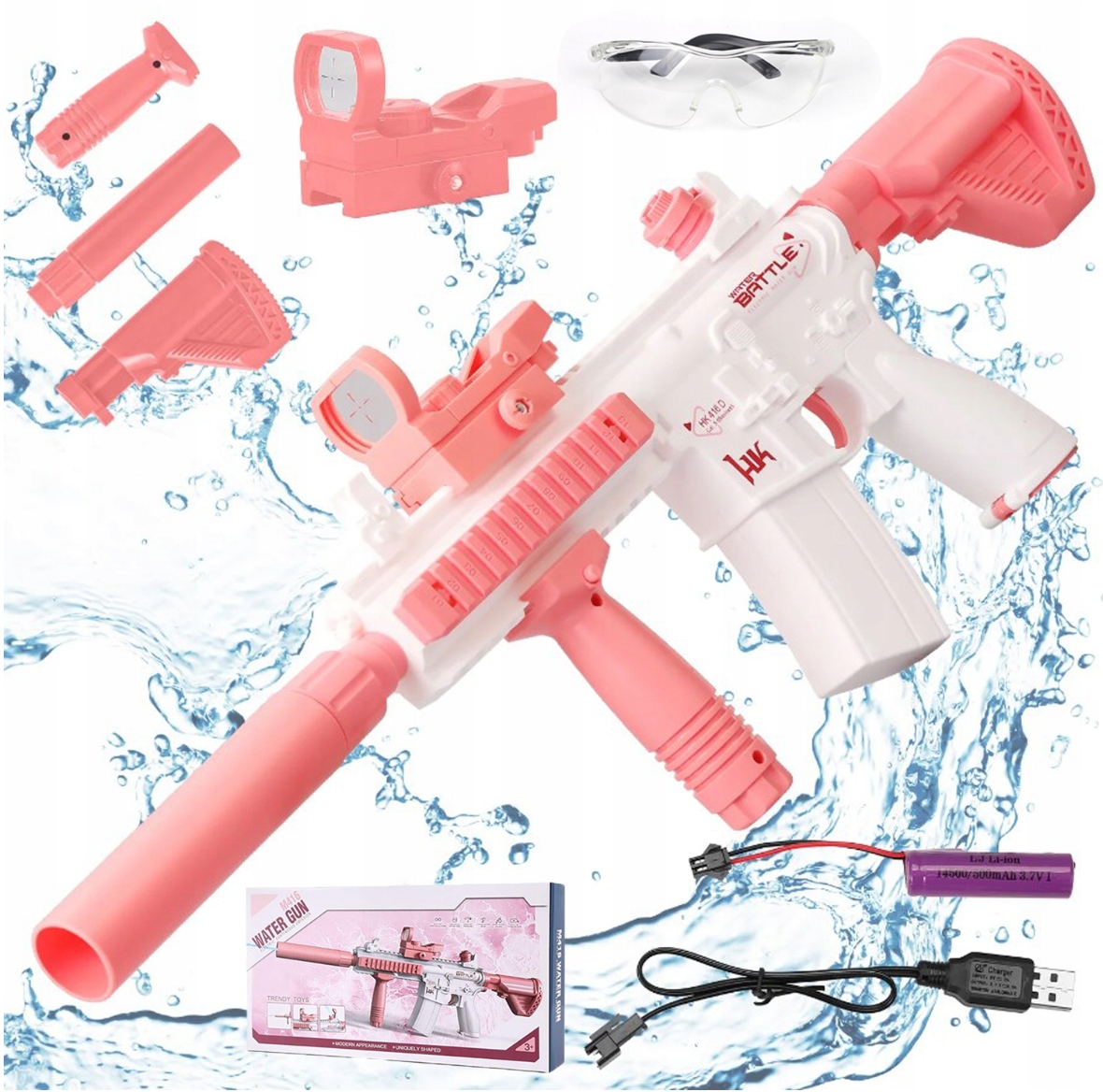 AUTOMATYCZNY ELEKTRYCZNY KARABIN PISTOLET NA WODĘ DUŻY MIOTACZ BLASTER