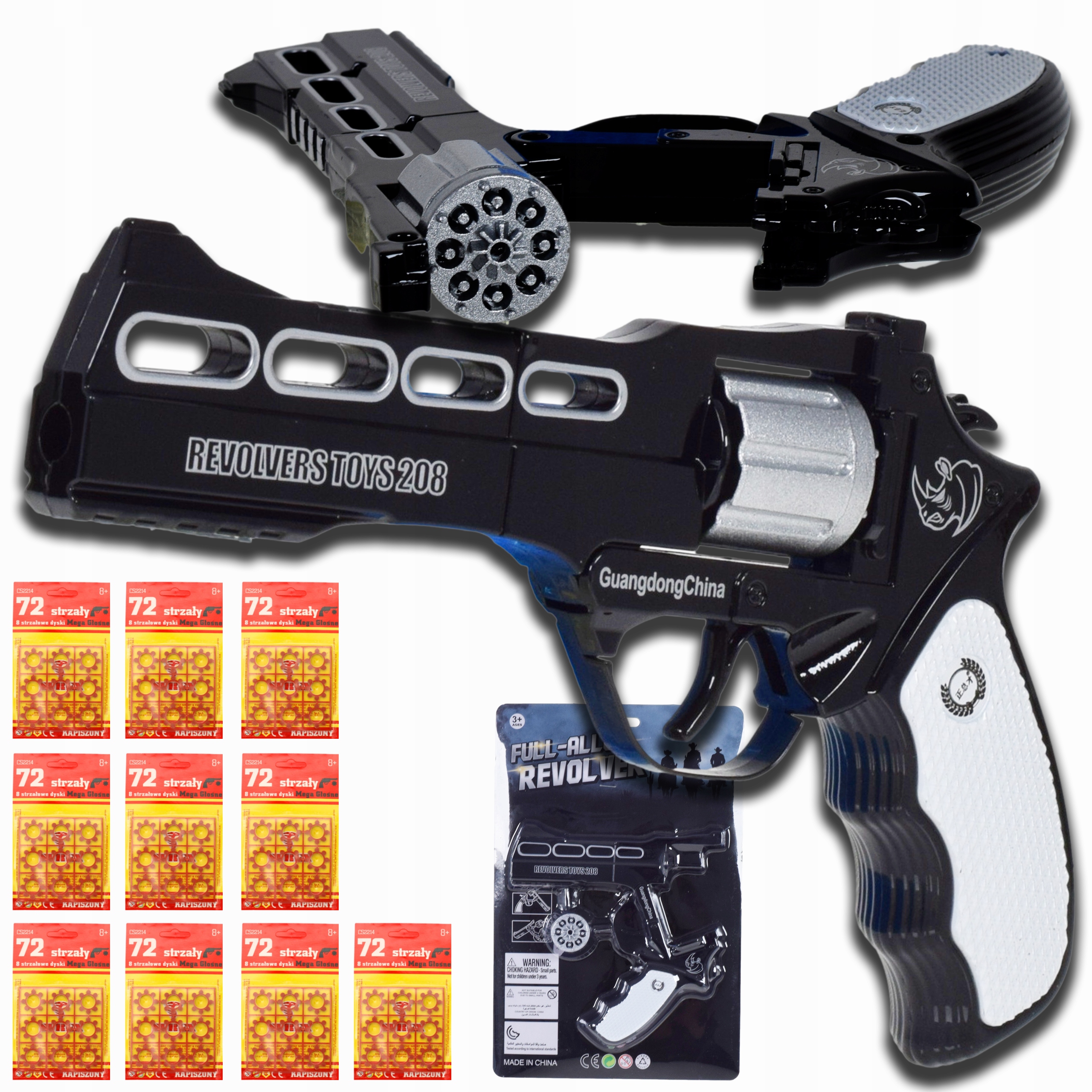 PISTOLET NA SPŁONKĘ KAPISZONY GRATIS 10x720szt METALOWY REWOLWER DLA DZIECI