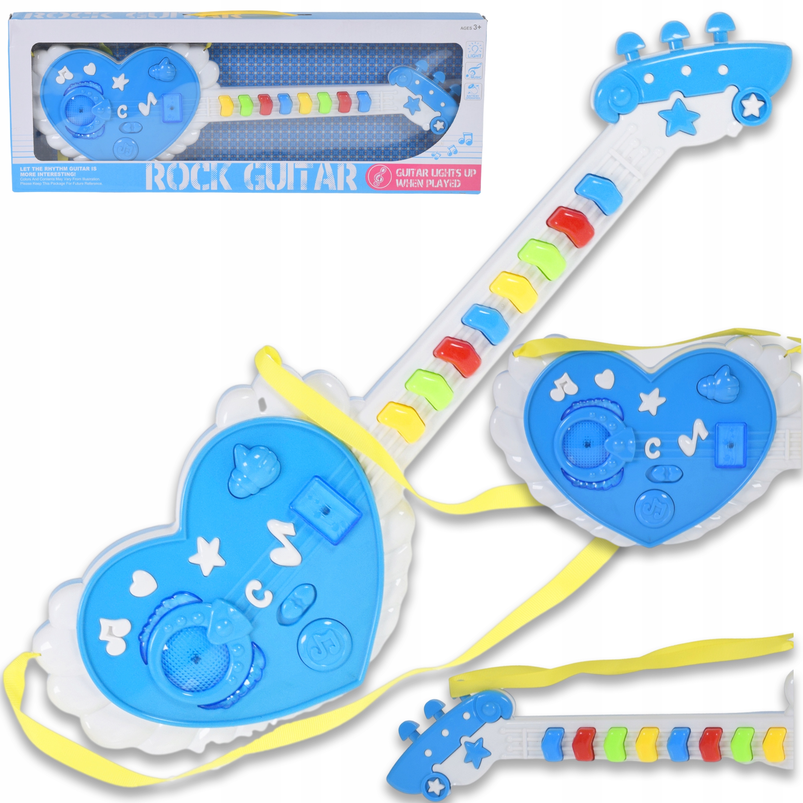 EDUKACYJNA GITARA NA BATERIĘ INTERAKTYWNY INSTRUMENT DLA DZIECI ŚWIECI GRA