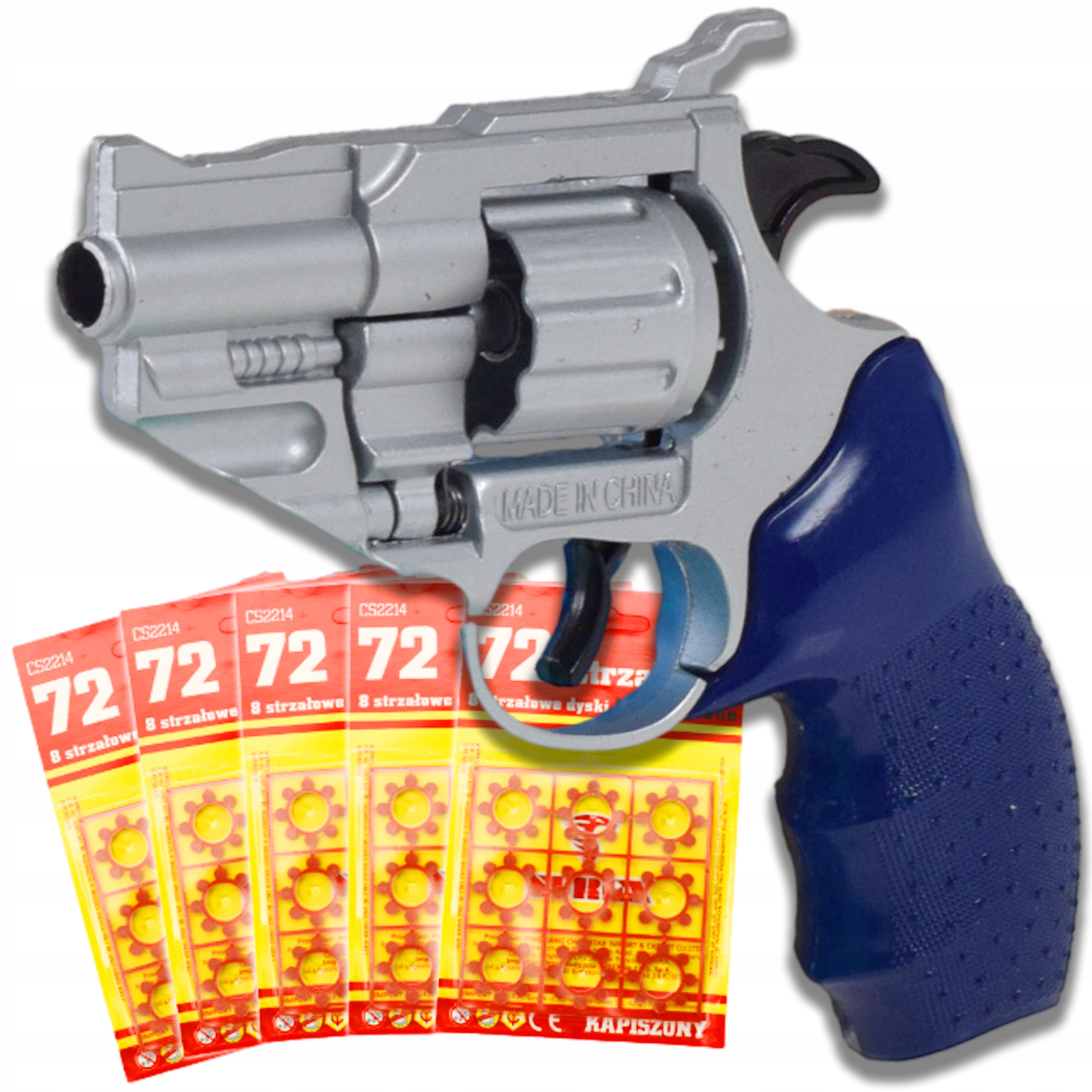PISTOLET NA SPŁONKĘ 5x72szt KAPISZONY GRATIS METALOWY REWOLWER DLA DZIECI