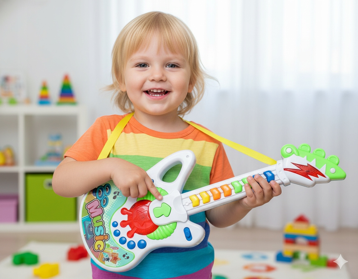 Interaktywna gitara muzyczna zabawka dla dzieci świeci melodie 8klawiszy