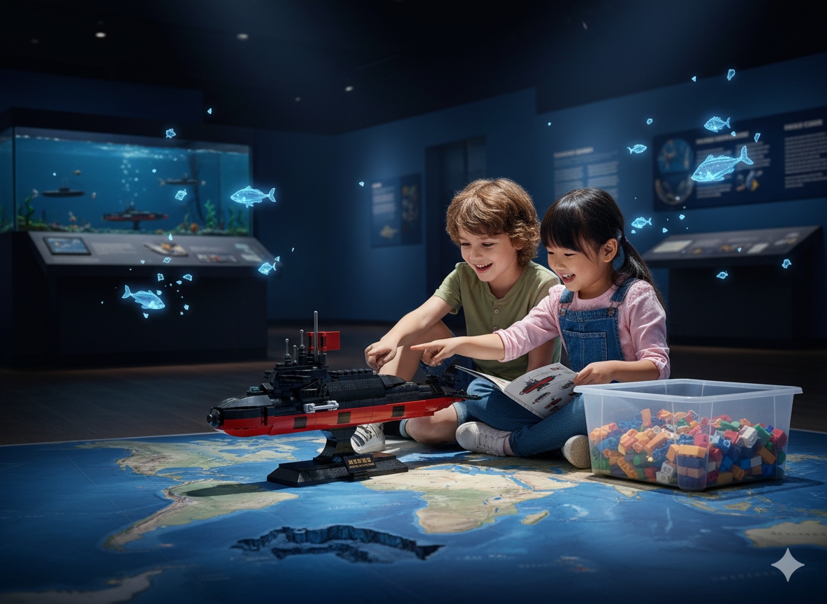 KLOCKI KONSTRUKCYJNE ŁÓDŹ STRATEGICZNY OKRĘT PODWODNY MODEL DLA DZIECI 389