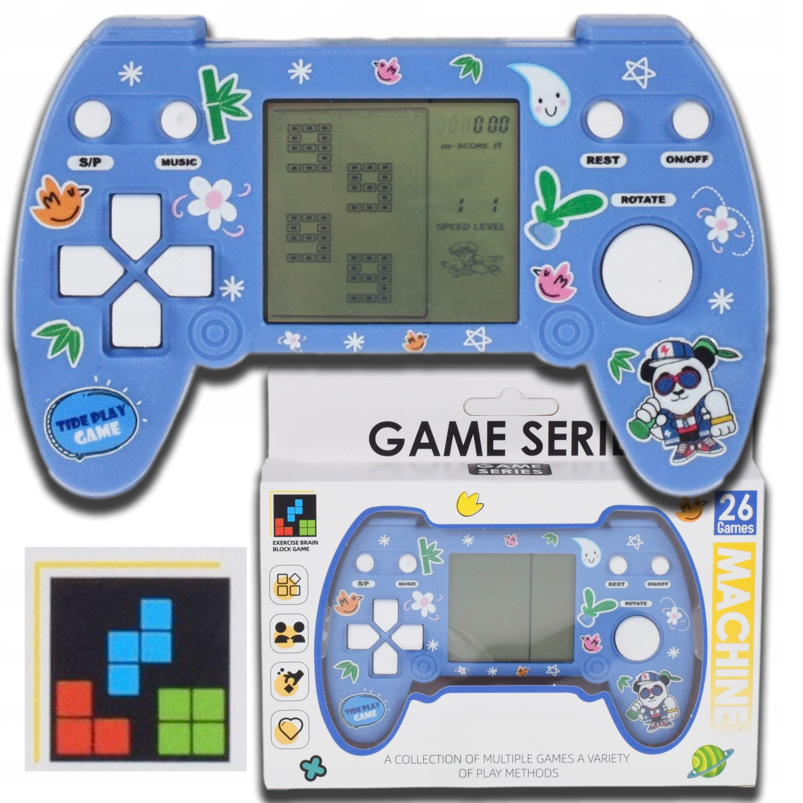 ELEKTRONICZNA RETRO GRA PRZENOŚNA MINI KONSOLA NA BATERIE TETRIS DLA DZIECI