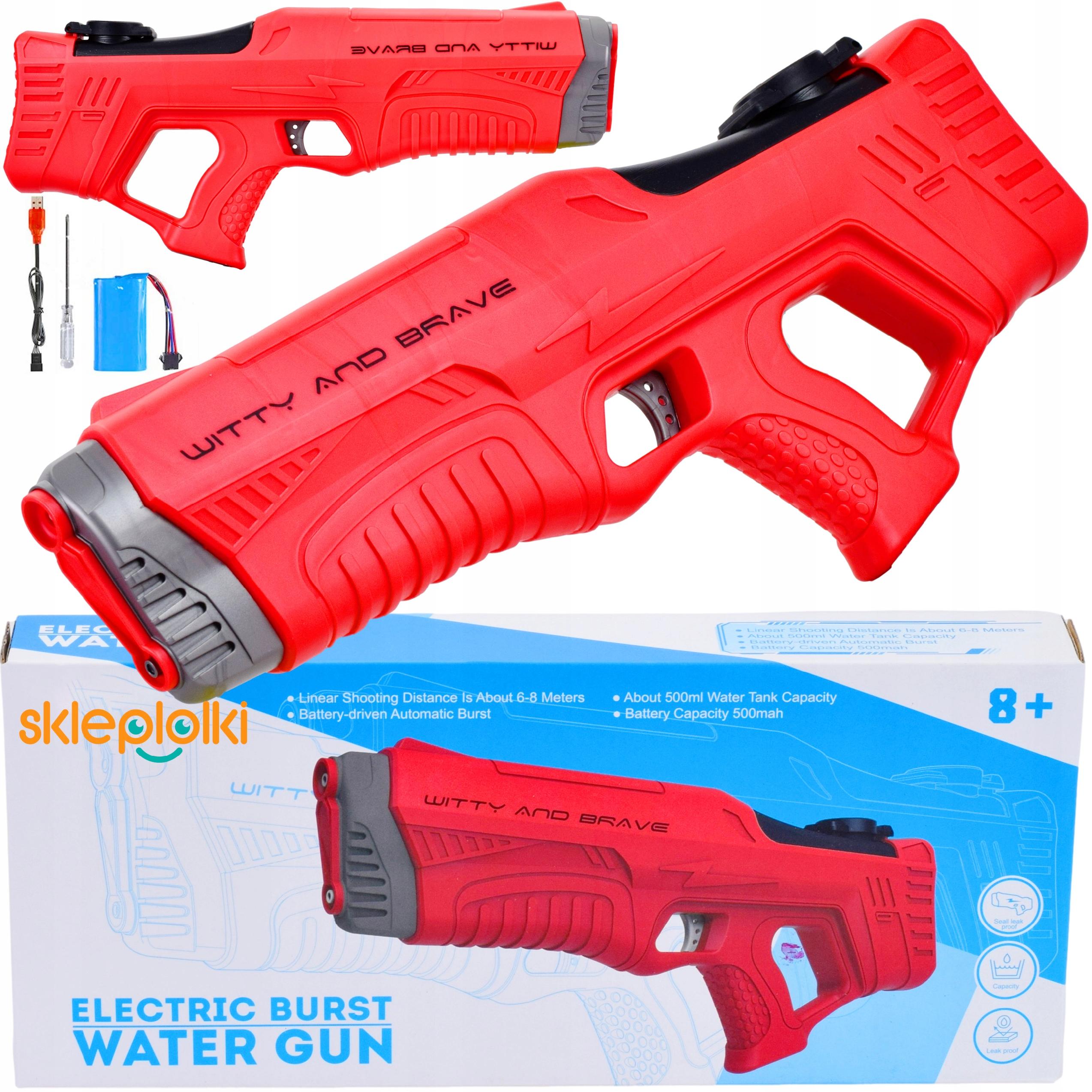 PISTOLET NA WODĘ ELEKTRYCZNY MIOTACZ DLA DZIECI ładowanie USB zasięg