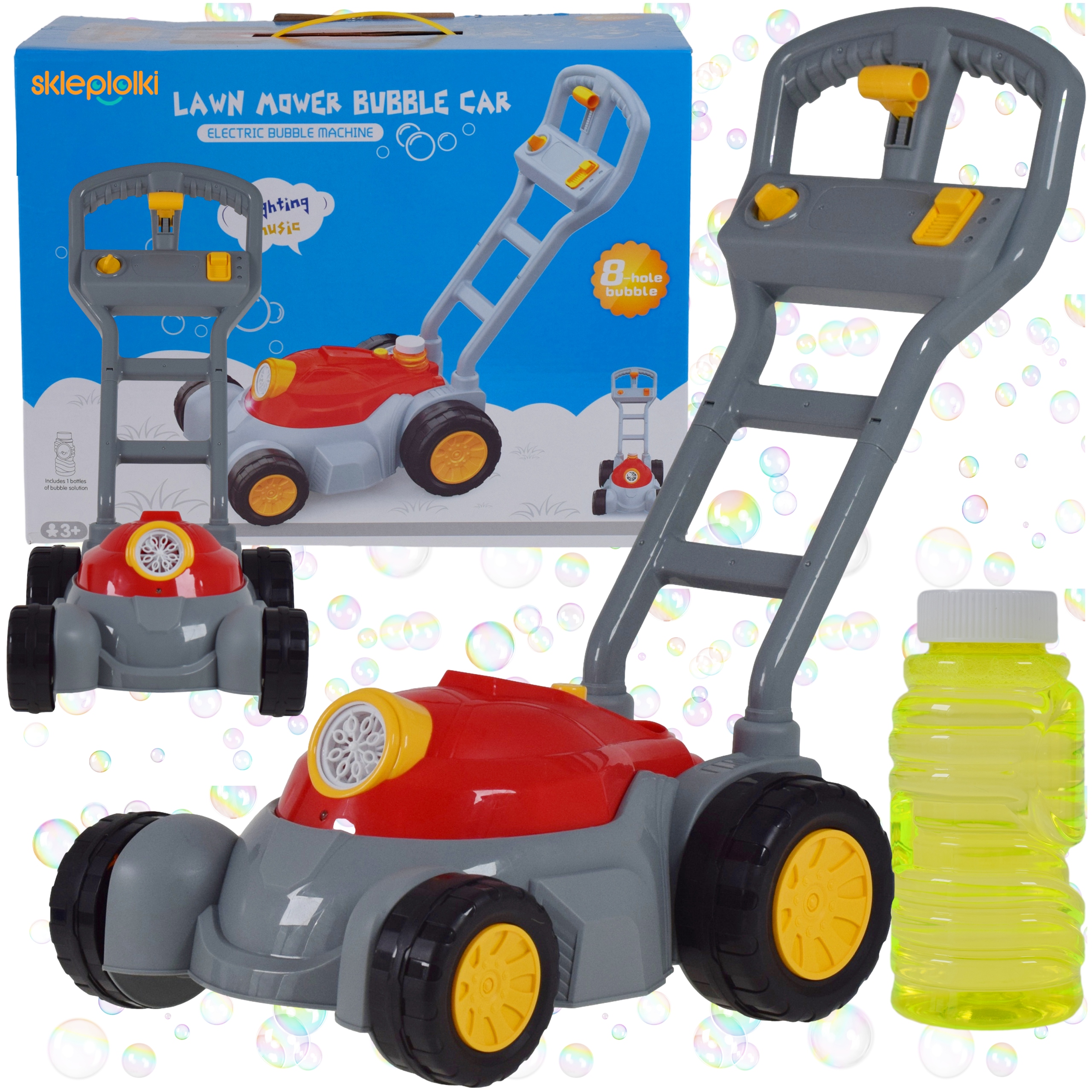 MASZYNKA WÓZEK KOSIARKA AUTOMAT DO BANIEK MYDLANYCH DLA DZIECI NA BATERIE