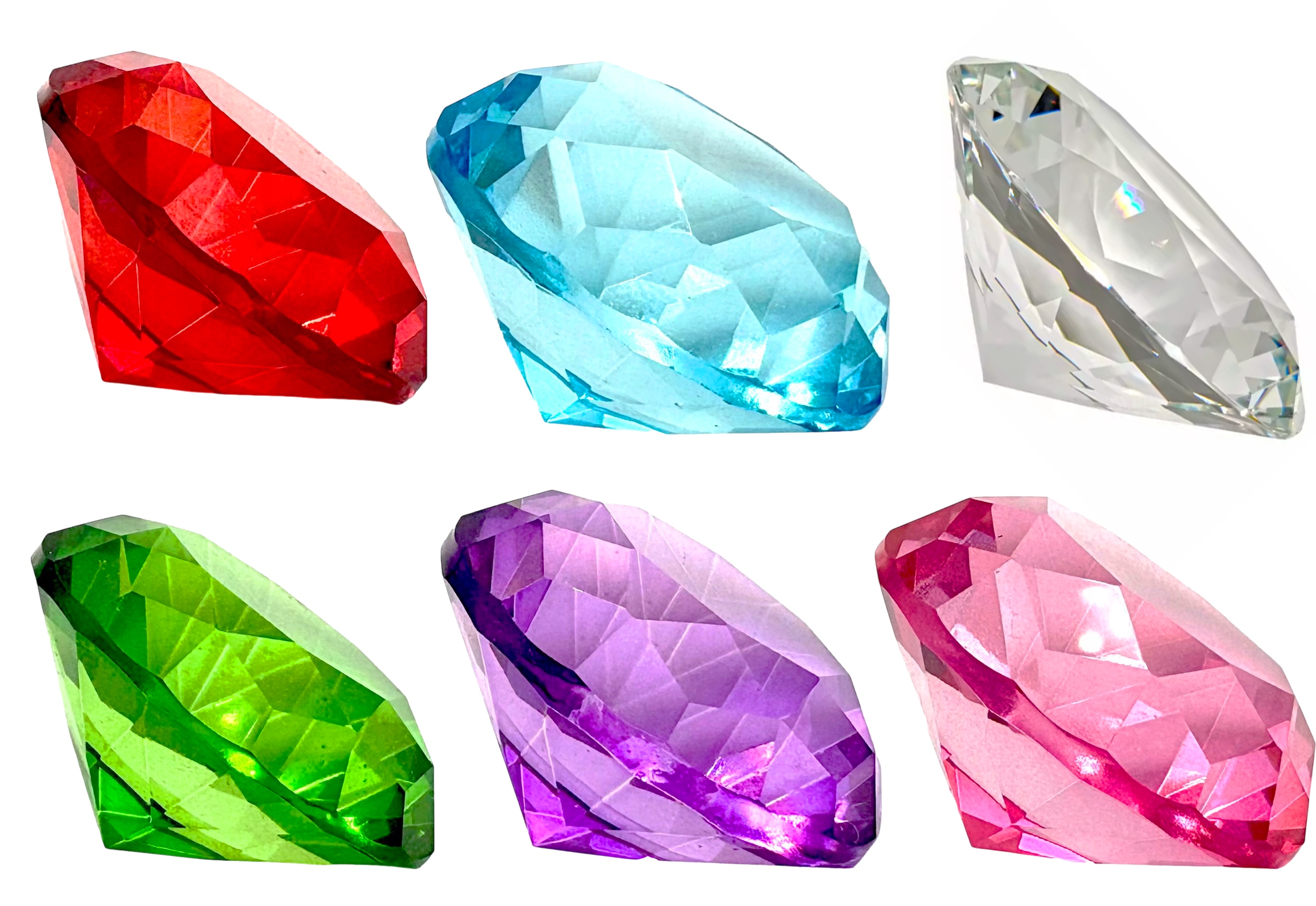 Kryształki dekoracyjne szklane zestaw 12szt średnica 5cm różnokolorowe