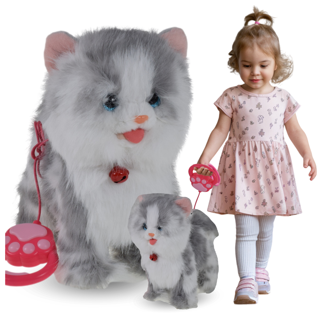 KOTEK INTERAKTYWNY NA SMYCZY MIAUCZY CHODZI GRA DLA DZIECKA NA PREZENT