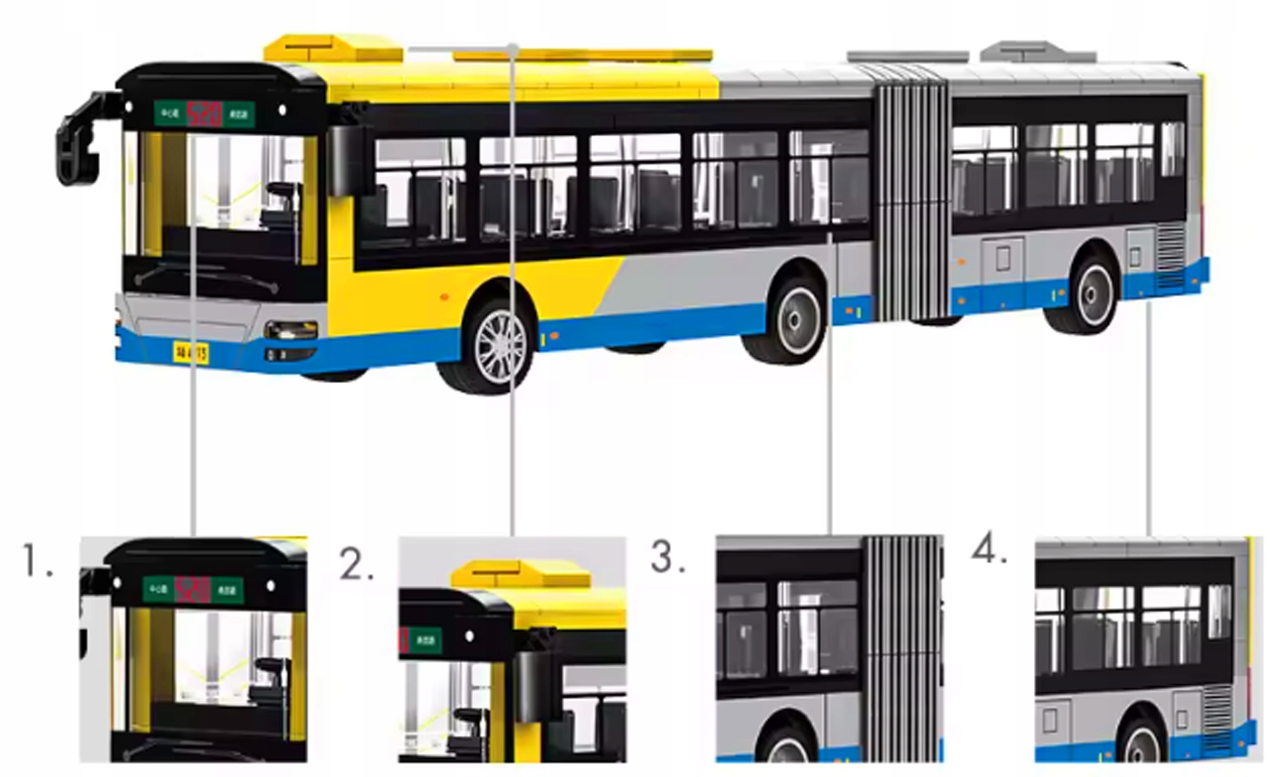 KLOCKI KONSTRUKCYJNE CIĘŻARÓWKA AUTOBUS BUS PRZEGUBOWY MODEL DLA DZIECI