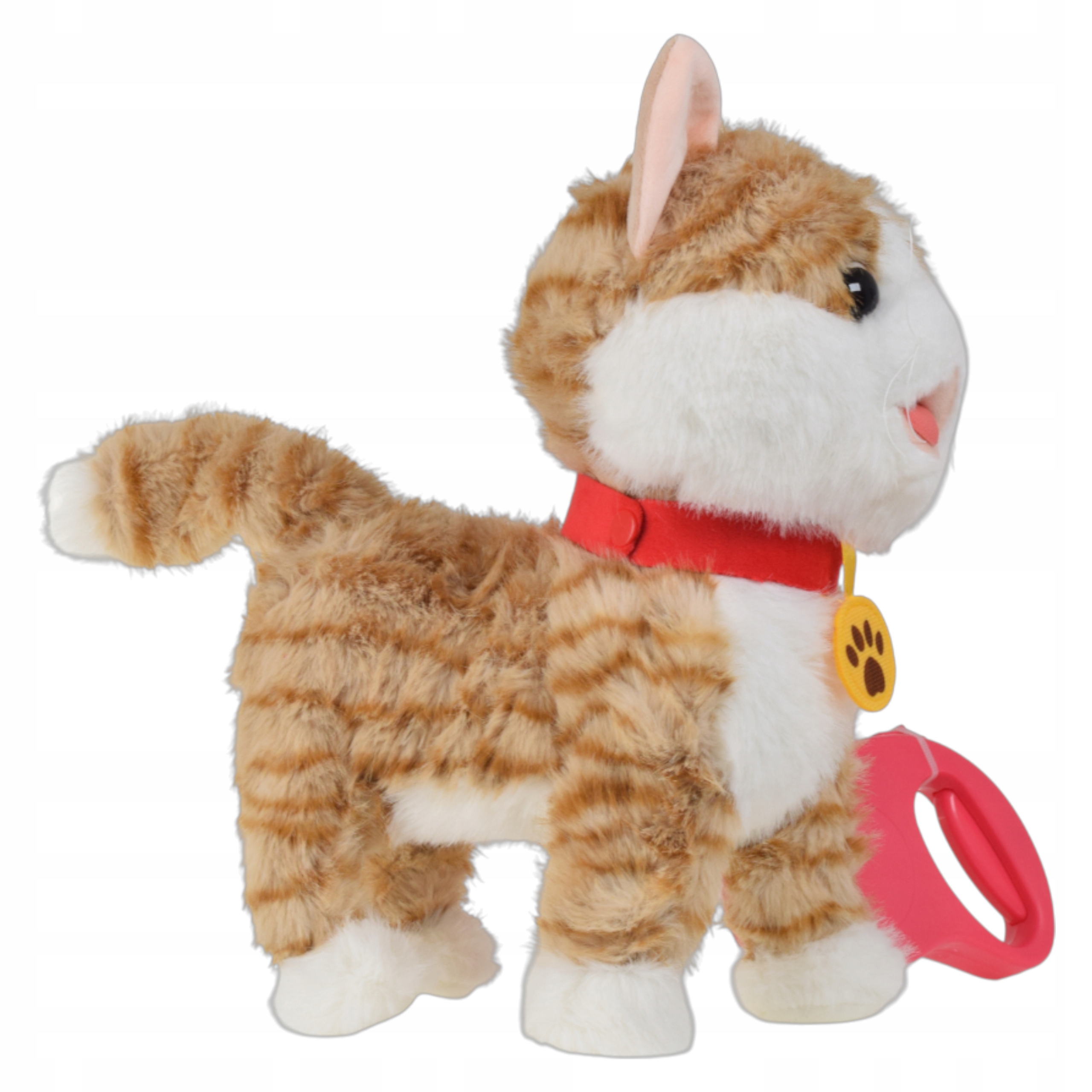 Kotek interaktywny pluszowy na smyczy akumulator USB funkcje dźwięk ruch