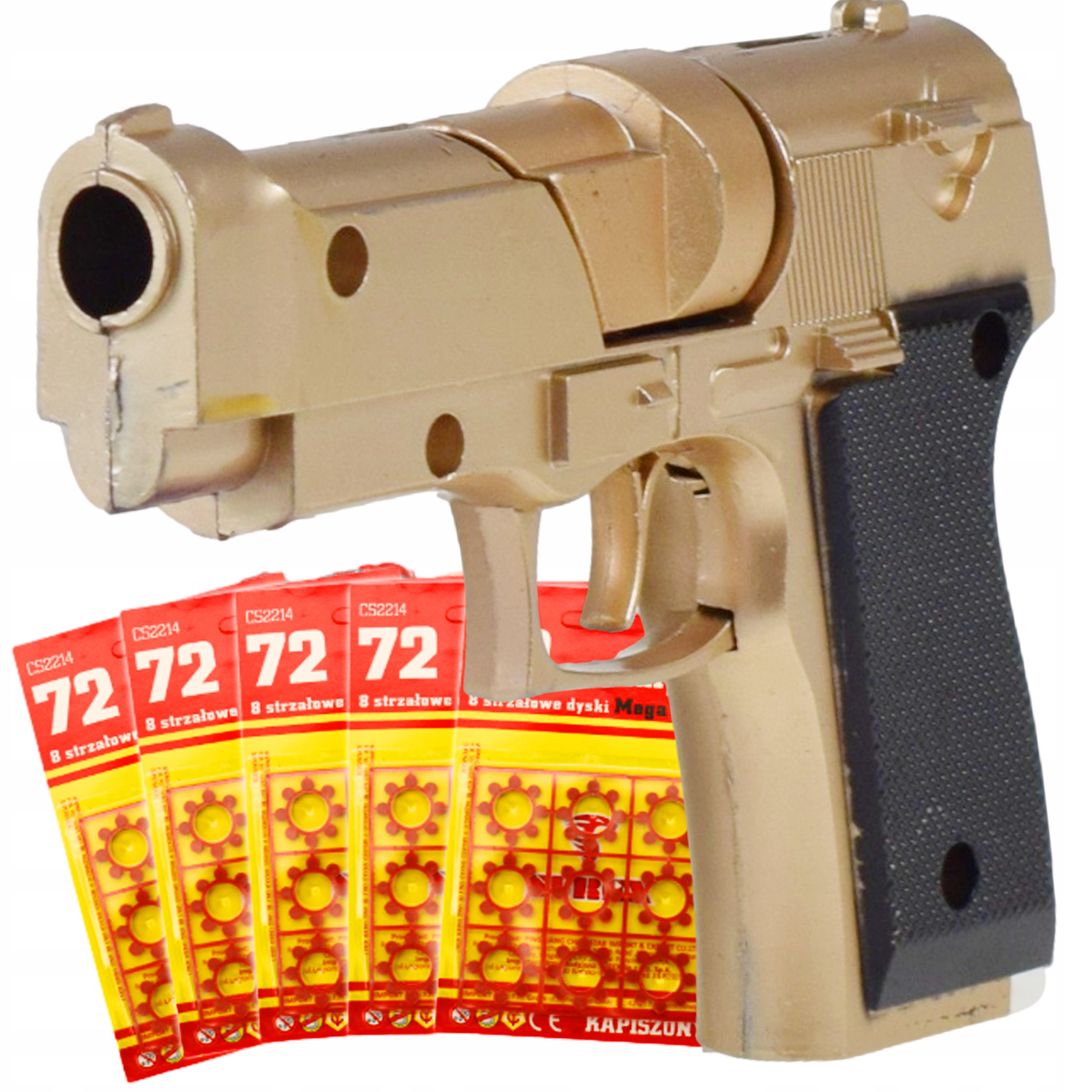 PISTOLET NA SPŁONKĘ KAPISZONY 5x72szt METALOWY REWOLWER DLA DZIECI GRATIS