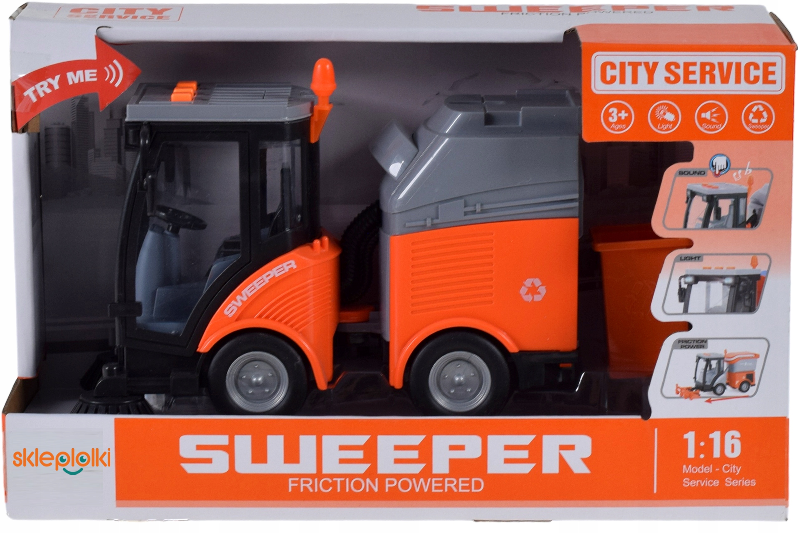 ZAMIATARKA DROGOWA ZABAWKA POJAZD ULICZNY NA BATERIE SAMÓCHÓD DLA DZIECI