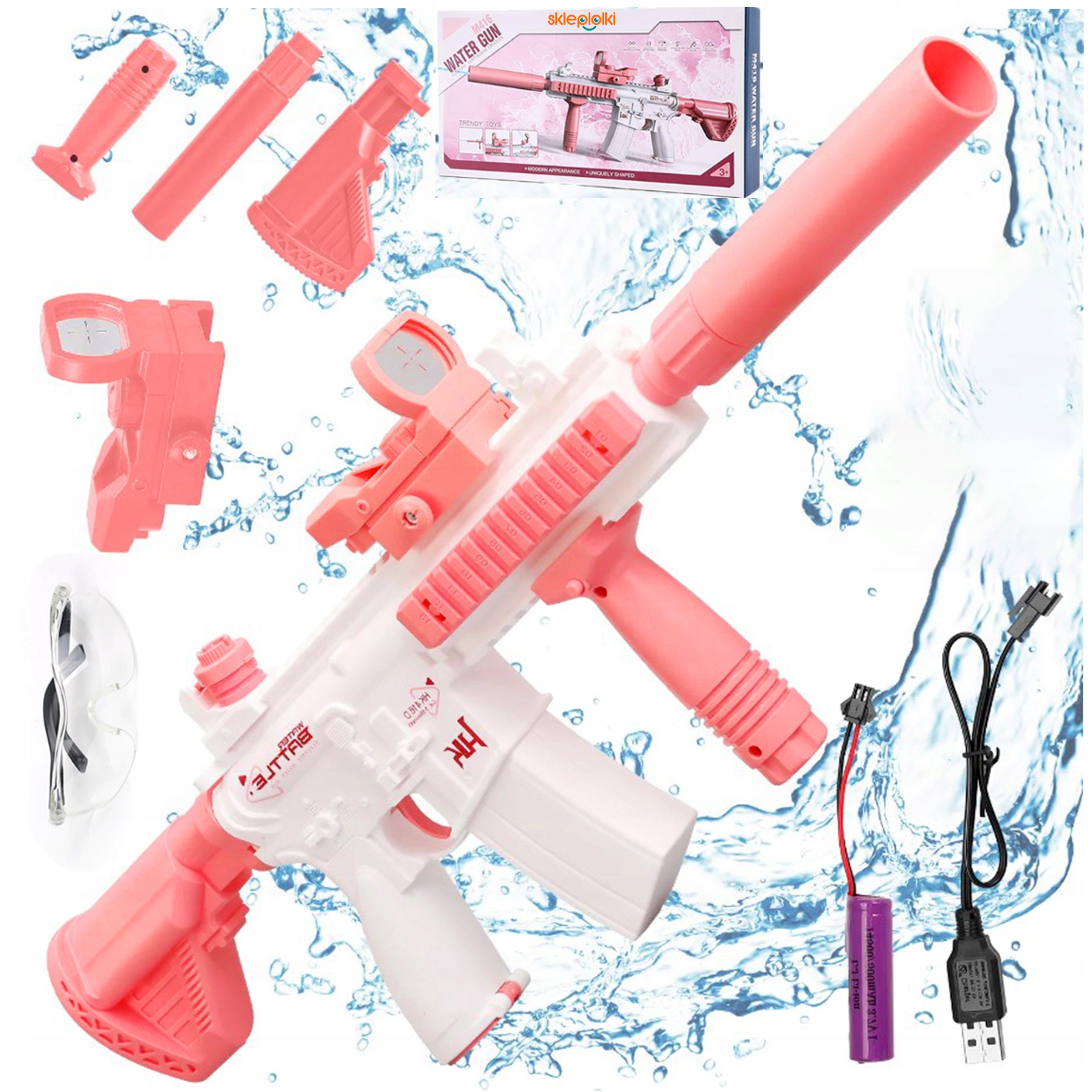 AUTOMATYCZNY ELEKTRYCZNY KARABIN PISTOLET NA WODĘ DUŻY MIOTACZ BLASTER