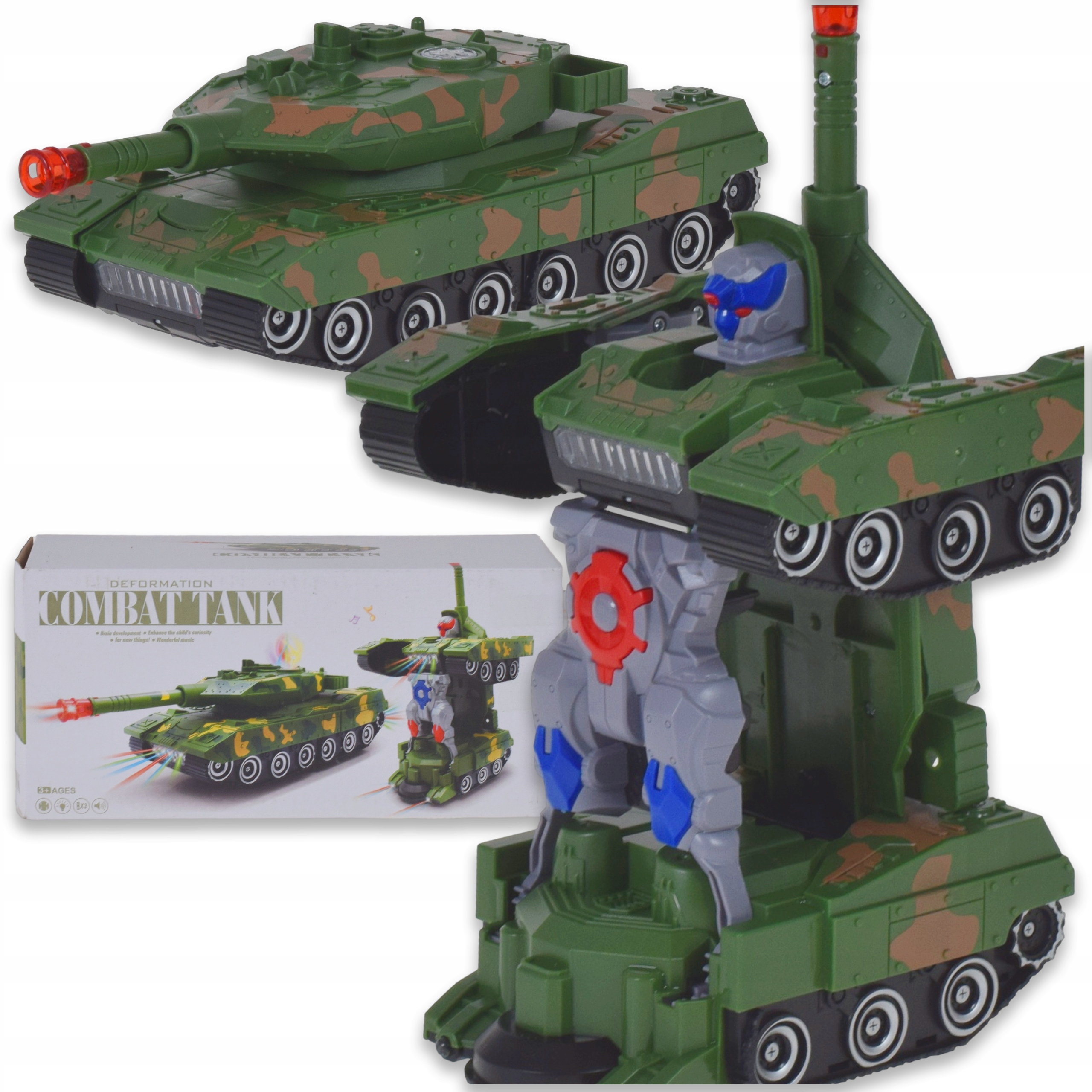 CZOŁG AUTO ROBOT AUTOBOT 2w1 POJAZD NA BATERIE ŚWIECI JEŹDZI DLA DZIECI