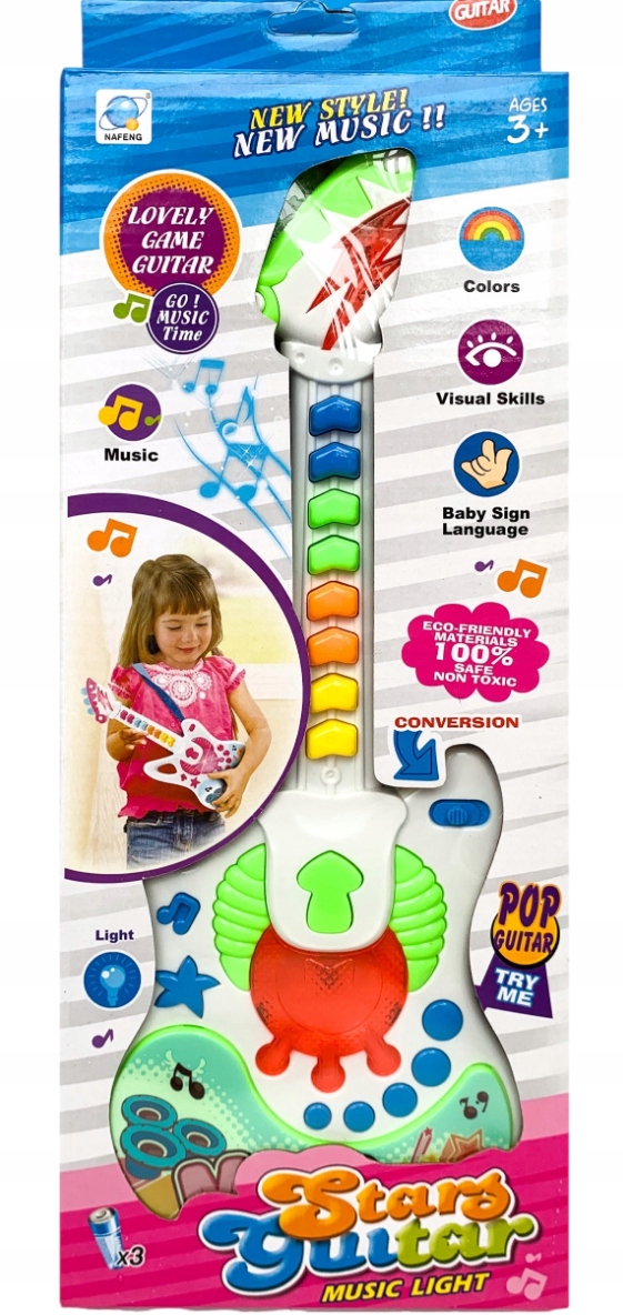 Interaktywna gitara muzyczna zabawka dla dzieci świeci melodie 8klawiszy