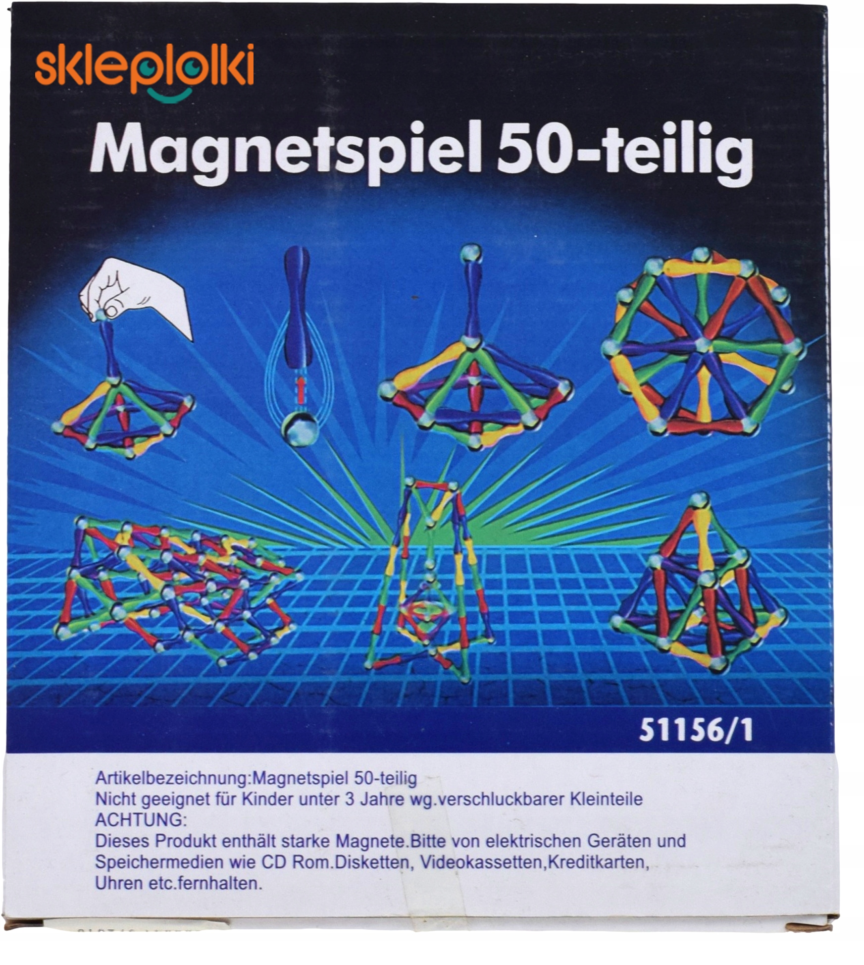 Klocki magnetyczne konstrukcyjne 50 elementów kreatywna zabawa 3D