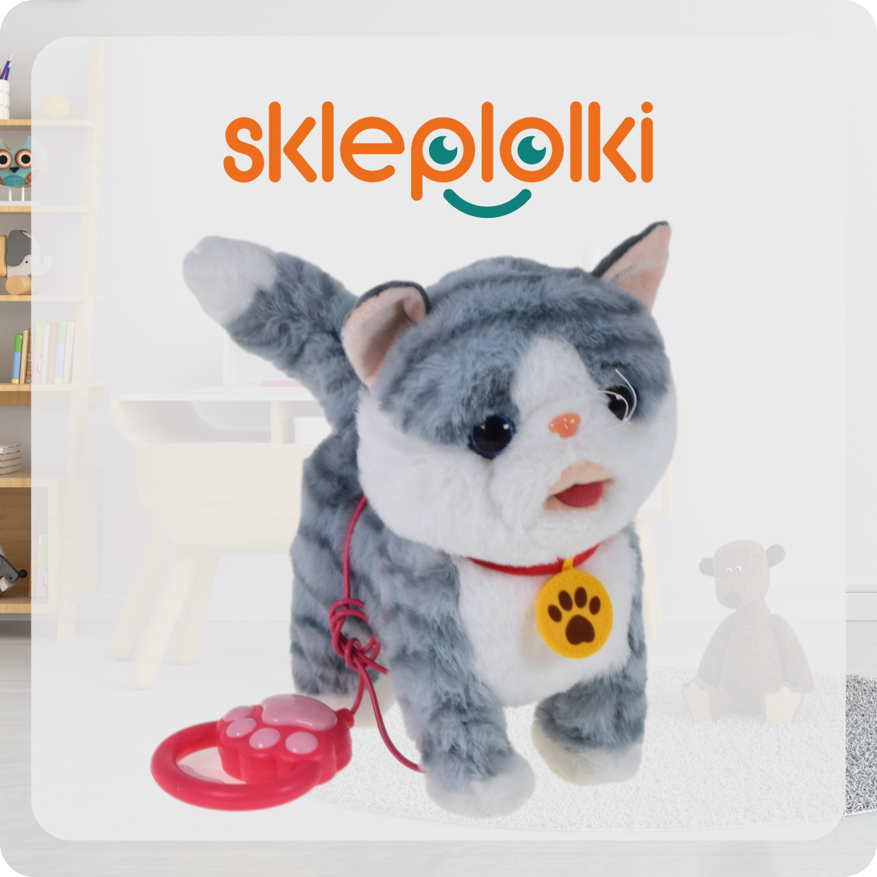 INTERAKTYWNY KOT KOTEK NA SMYCZY ZABAWKA MIAUCZY CHODZI GRA NA PREZENT