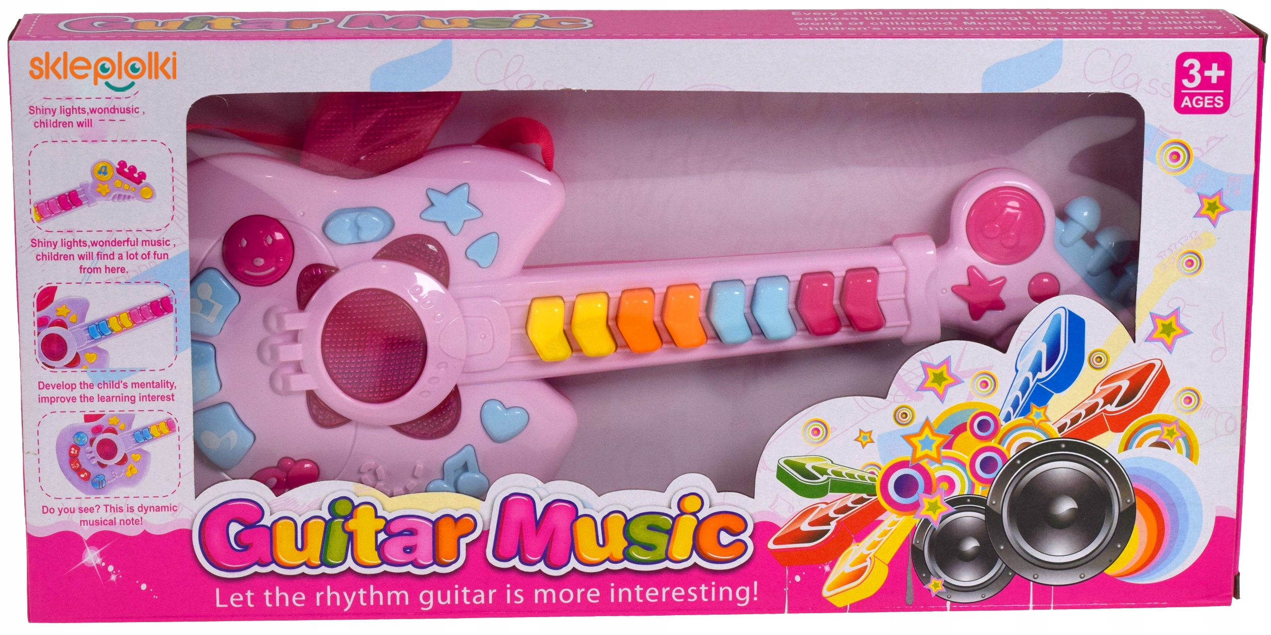 Interaktywna gitara muzyczna dla dzieci gra świeci melodie 11 klawiszy