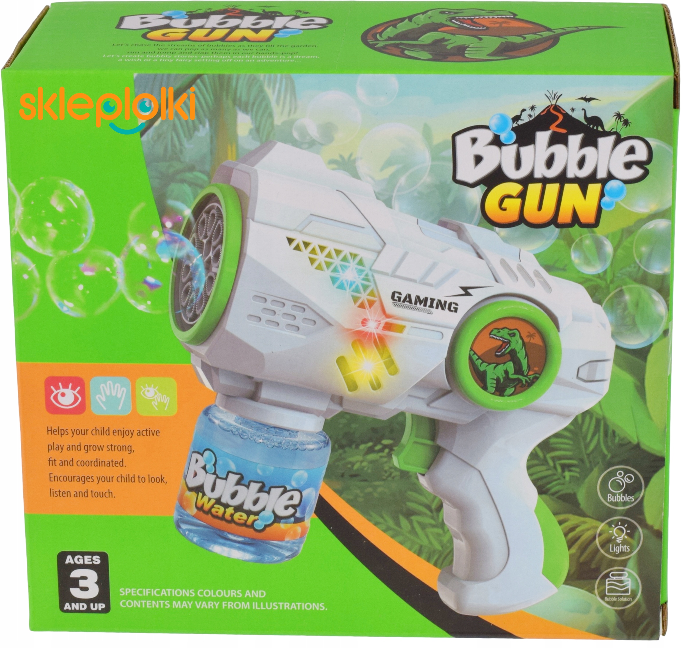 PISTOLET DO BANIEK MYDLANYCH MASZYNKA AUTOMAT ŚWIECI ZABAWKA DLA DZIECI