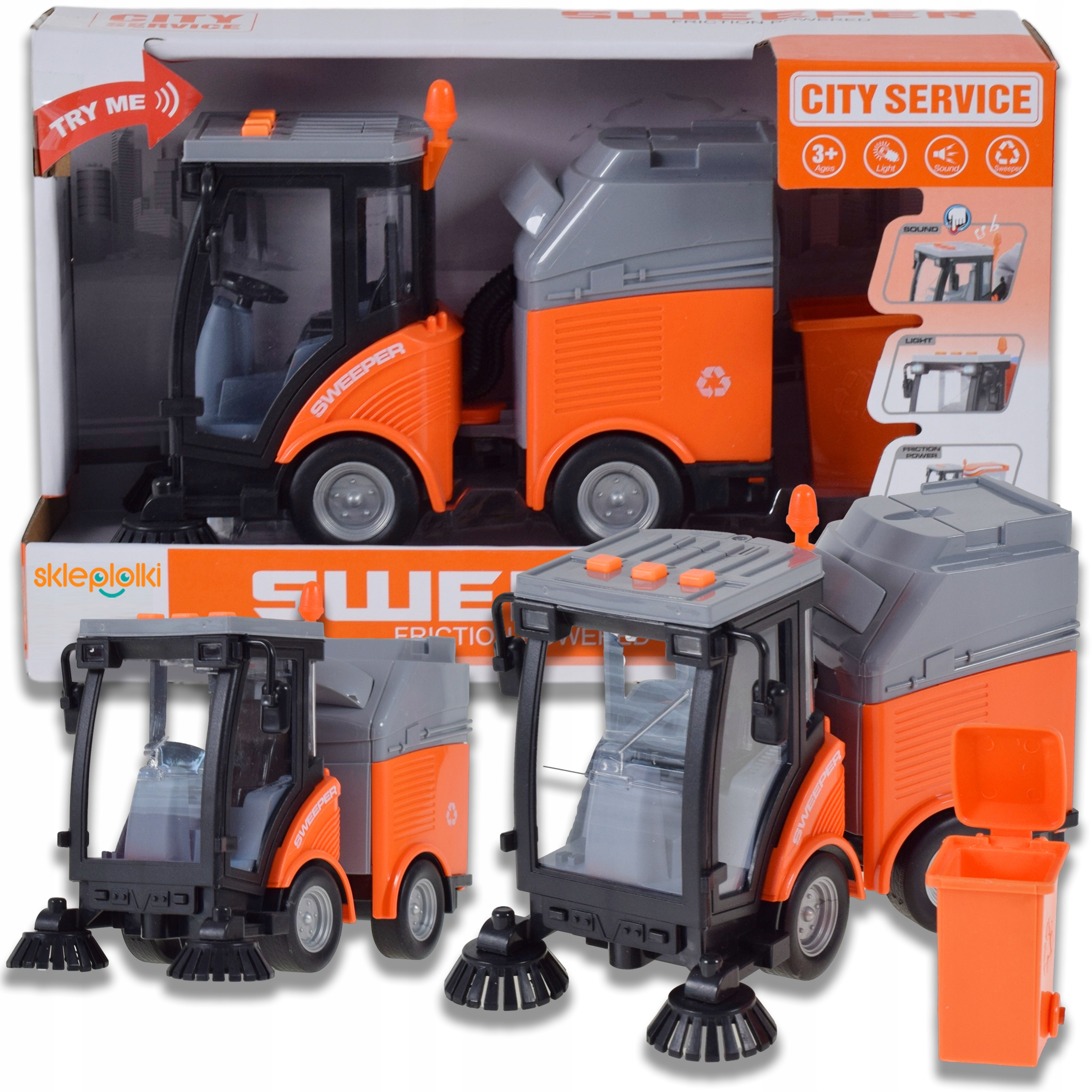 ZAMIATARKA DROGOWA ZABAWKA POJAZD ULICZNY NA BATERIE SAMÓCHÓD DLA DZIECI