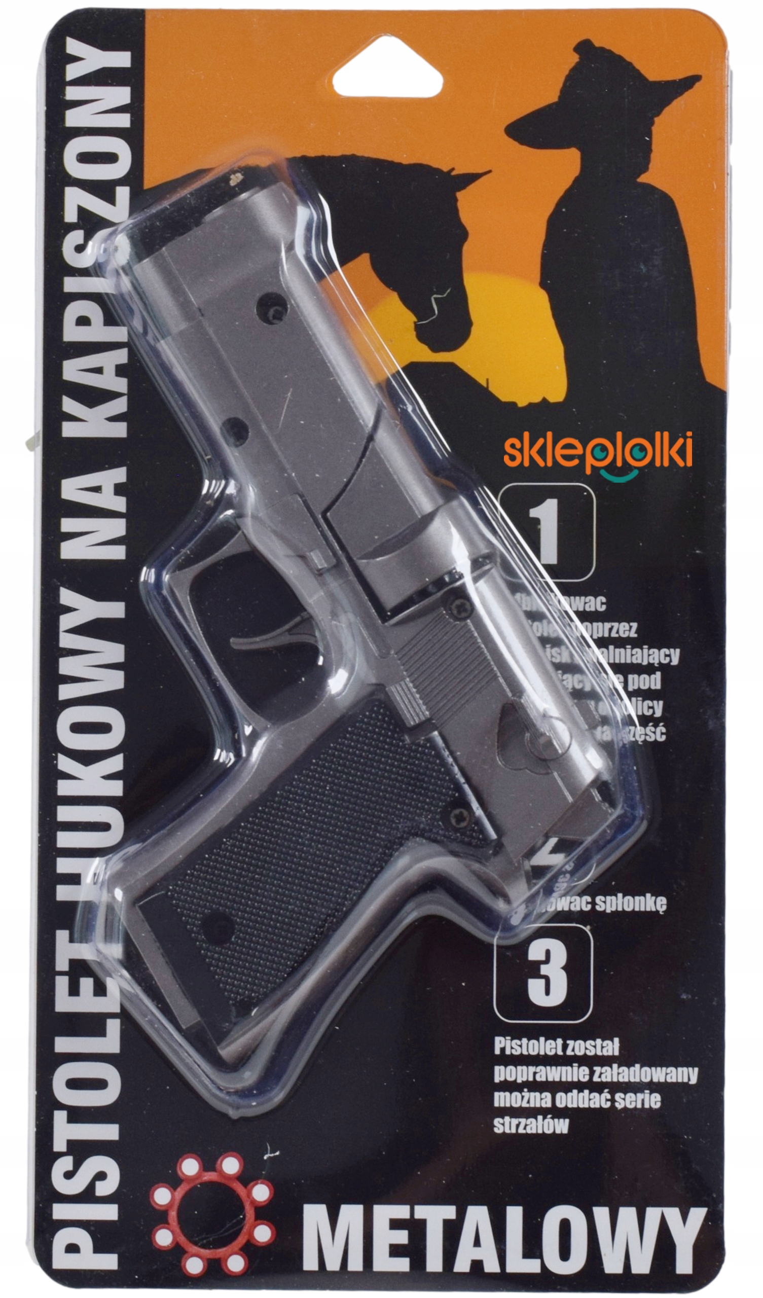 PISTOLET NA SPŁONKĘ KAPISZONY 5x72szt METALOWY REWOLWER DLA DZIECI GRATIS