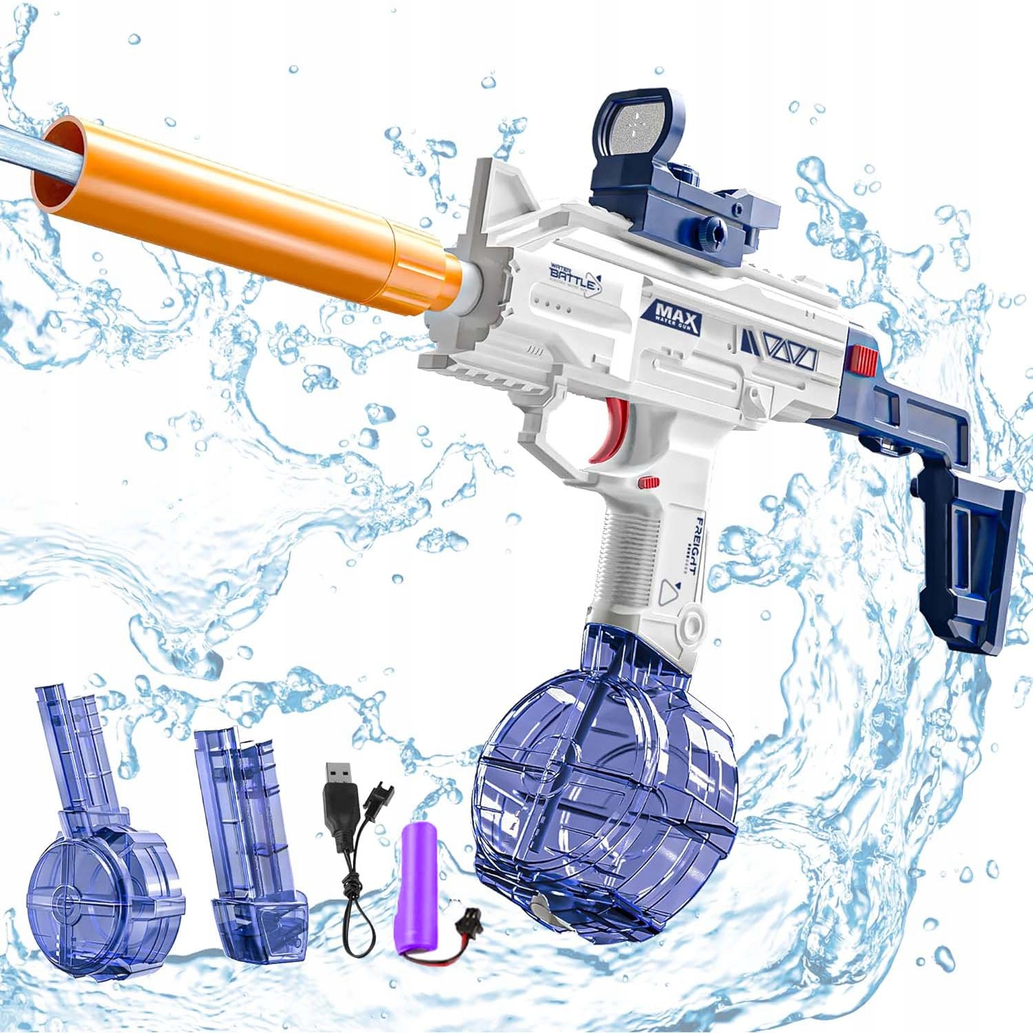 PISTOLET NA WODĘ ELEKTRYCZNY MIOTACZ DLA DZIECI SIKAWKA KARABIN AUTOMAT