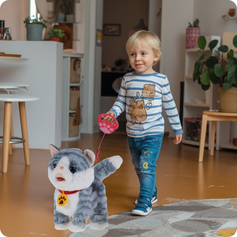 INTERAKTYWNY KOT KOTEK NA SMYCZY ZABAWKA MIAUCZY CHODZI GRA NA PREZENT