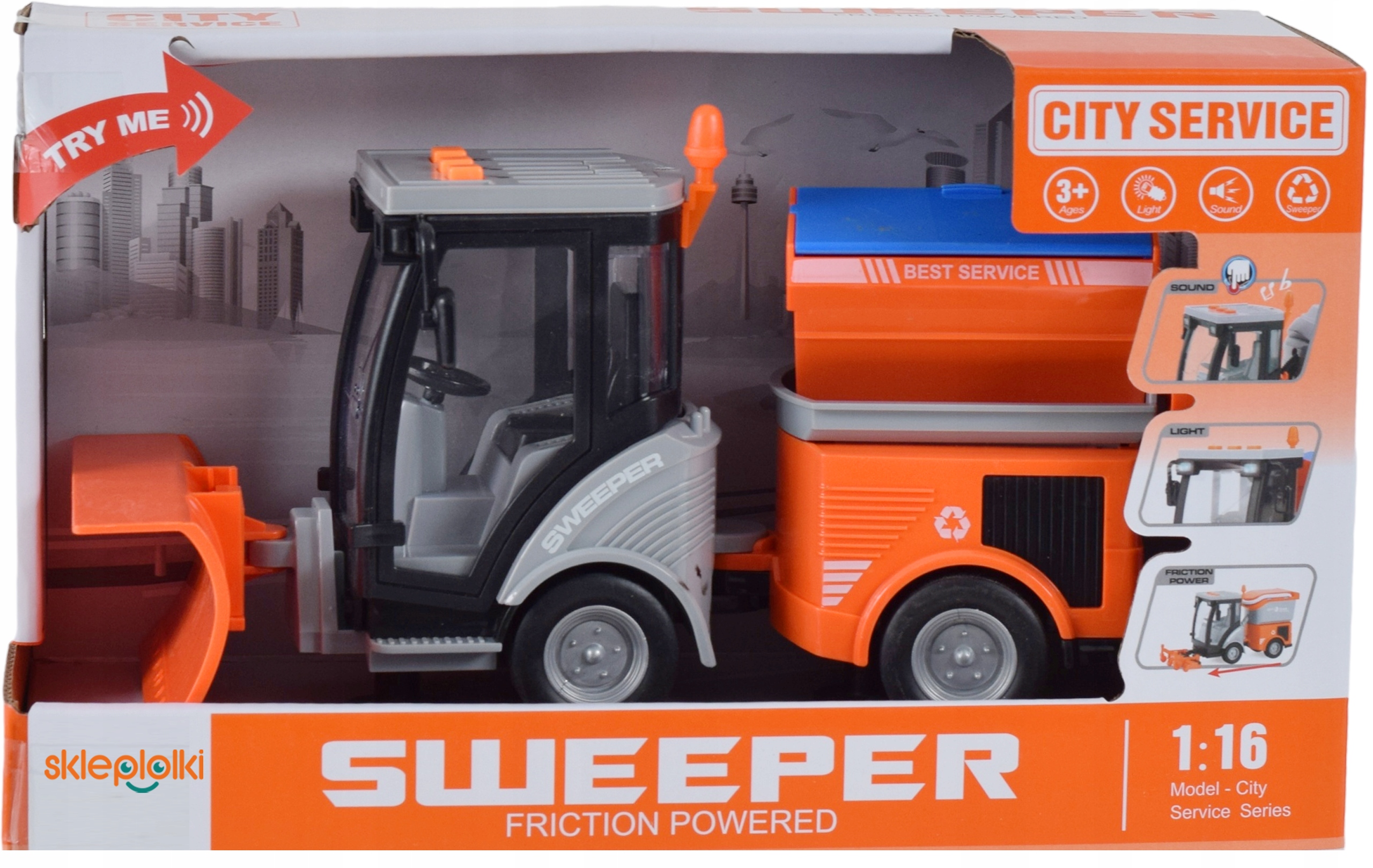 ODŚNIEŻARKA DROGOWA ZABAWKA POJAZD ULICZNY NA BATERIE SAMÓCHÓD DLA DZIECI