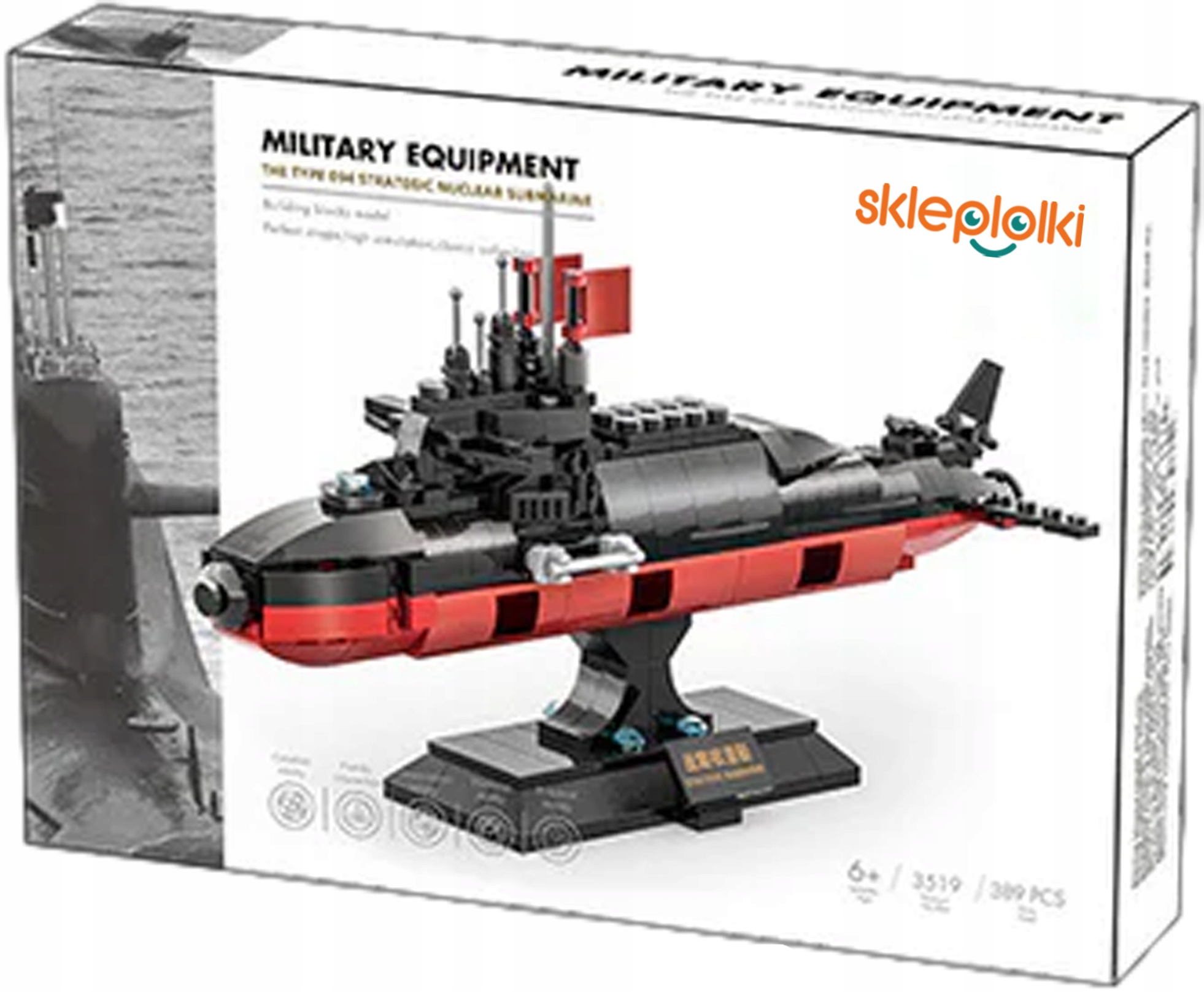 KLOCKI KONSTRUKCYJNE ŁÓDŹ STRATEGICZNY OKRĘT PODWODNY MODEL DLA DZIECI 389