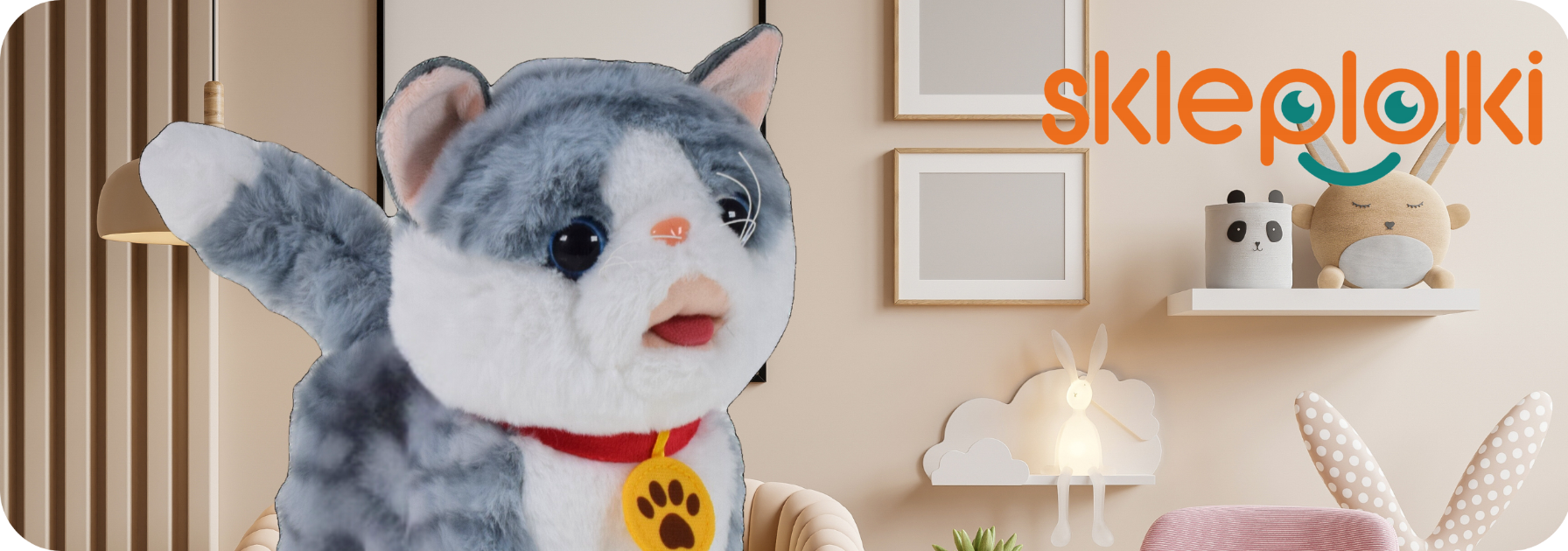 INTERAKTYWNY KOT KOTEK NA SMYCZY ZABAWKA MIAUCZY CHODZI GRA NA PREZENT