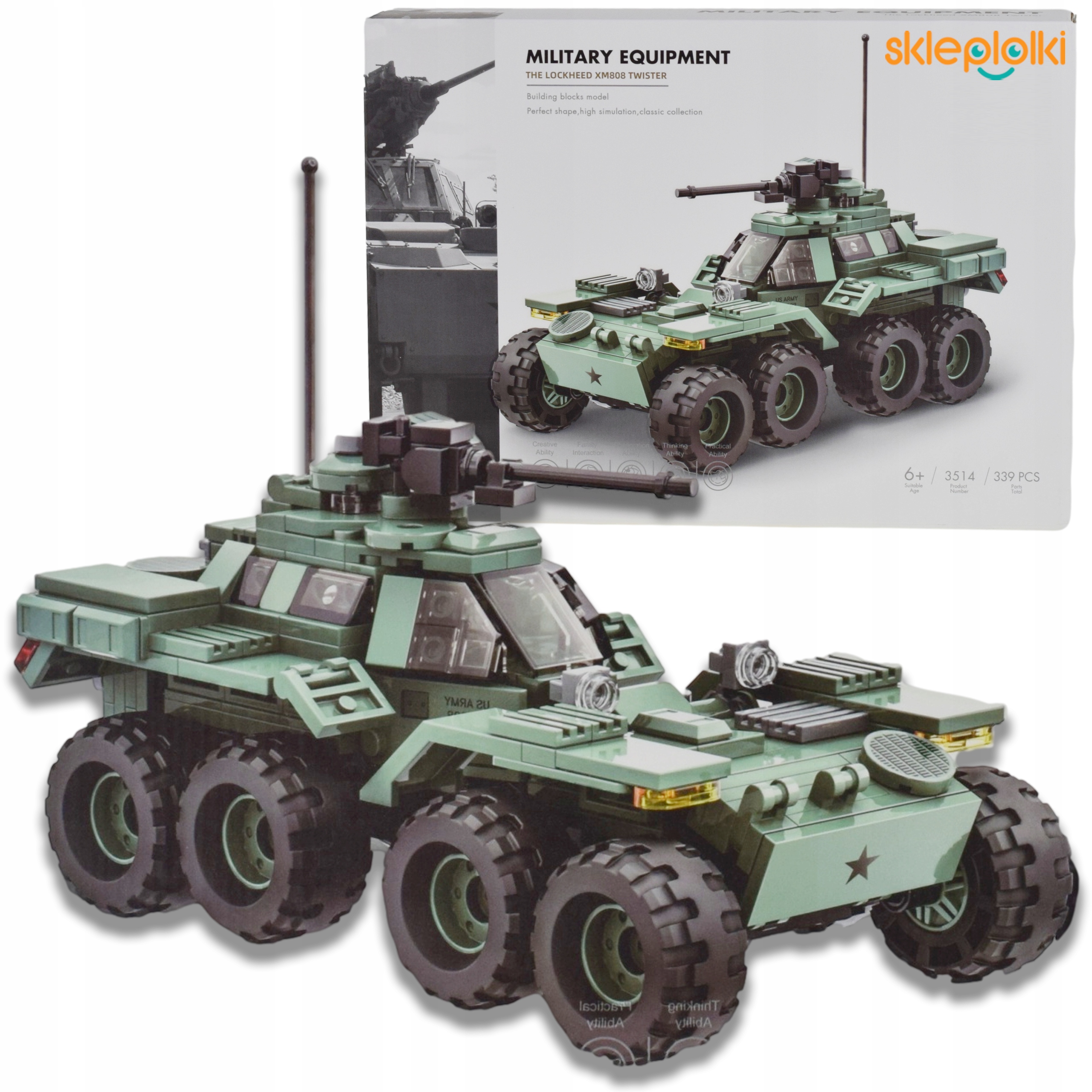 KLOCKI KONSTRUKCYJNE POJAZD ROZPOZNAWCZY ZESTAW DLA DZIECI WOJSKO MODEL