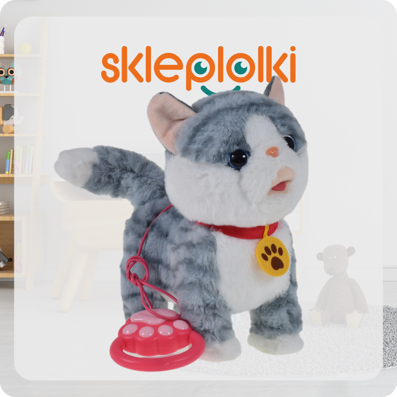 INTERAKTYWNY KOT KOTEK NA SMYCZY ZABAWKA MIAUCZY CHODZI GRA NA PREZENT