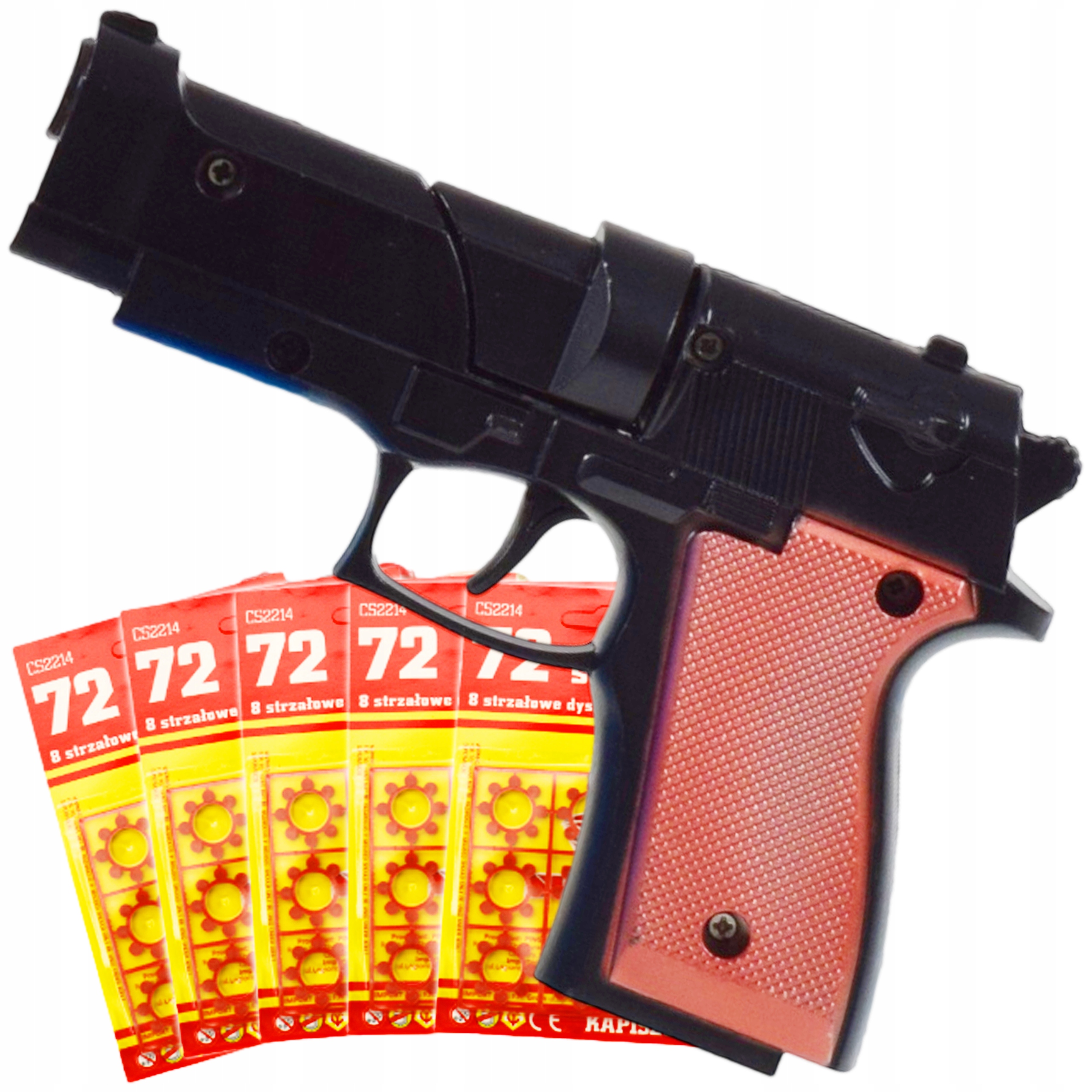 PISTOLET NA SPŁONKĘ KAPISZONY 5x72szt METALOWY REWOLWER DLA DZIECI GRATIS
