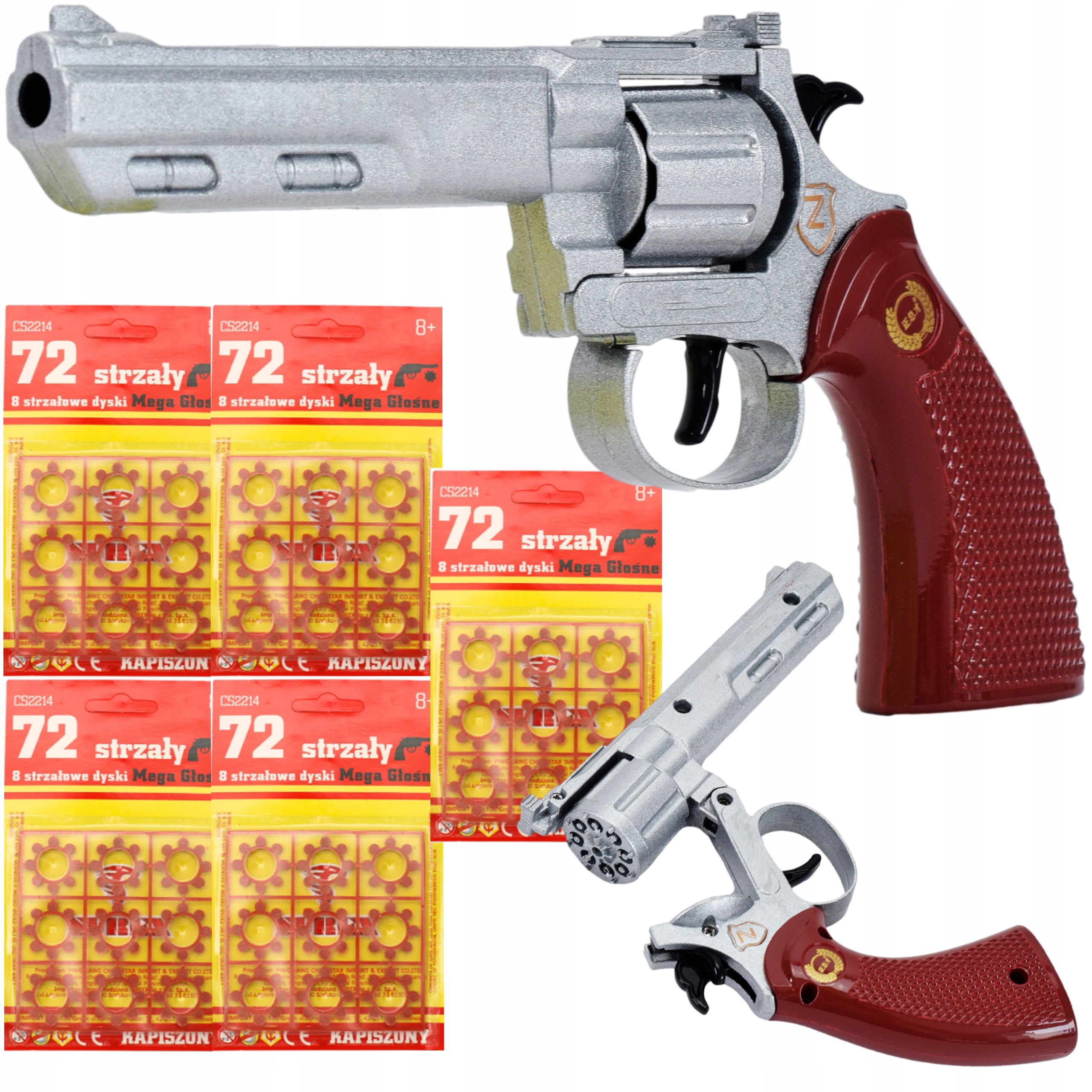 PISTOLET NA SPŁONKĘ KAPISZONY GRATIS 10x720szt METALOWY REWOLWER DLA DZIECI