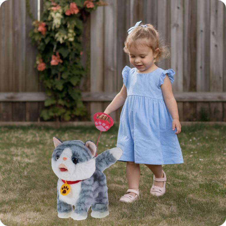 INTERAKTYWNY KOT KOTEK NA SMYCZY ZABAWKA MIAUCZY CHODZI GRA NA PREZENT