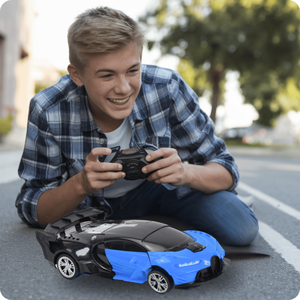 Auto Transformer Zdalnie Sterowane Robot Samochód  2w1 Na Pilot Akumulator