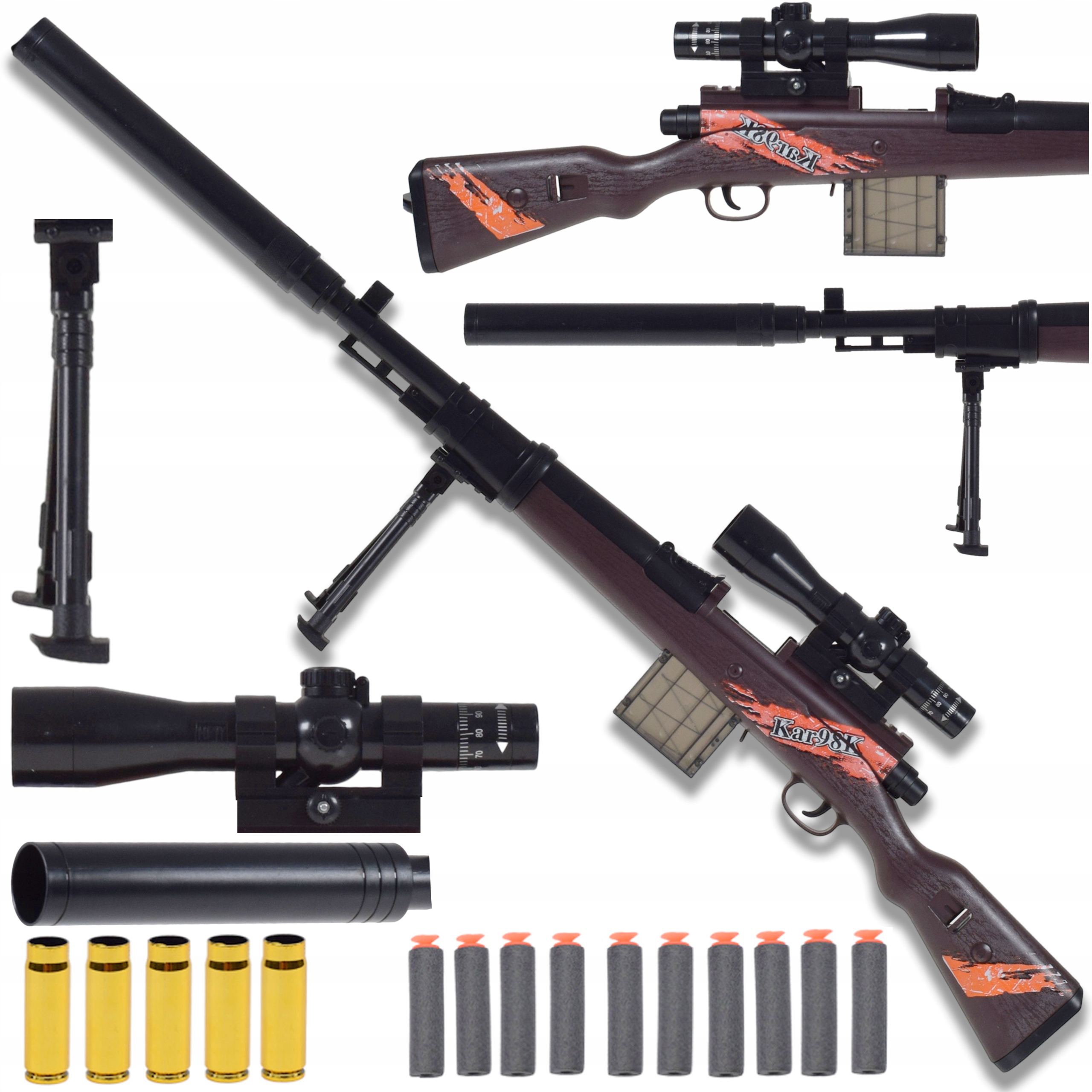 SNAJPERKA NA STRZAŁKI PIANKOWE DUŻY KARABIN ZESTAW +ŁUSKI ZABAWKA REPLIKA