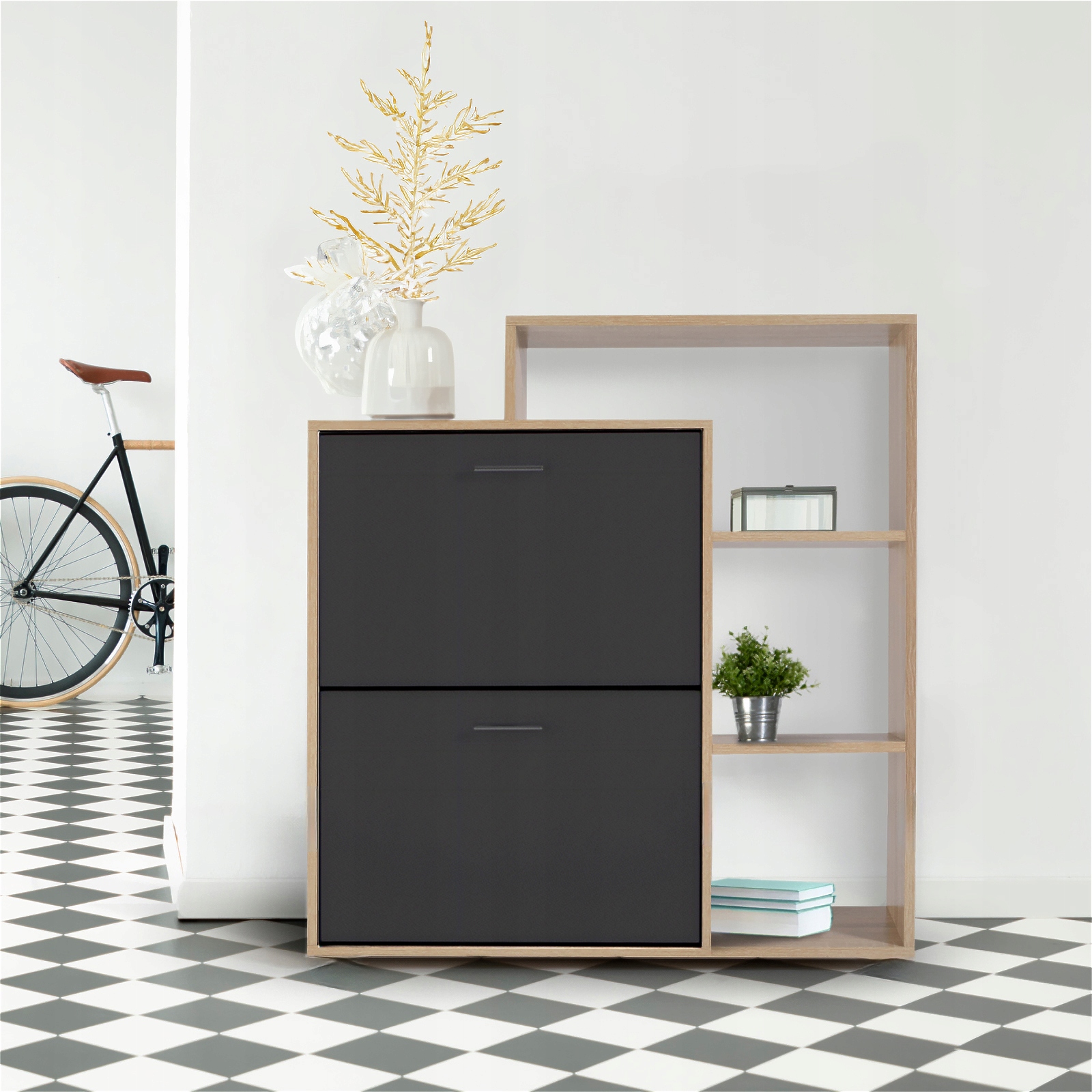 SZAFKA na buty regał 2 KOMORY OBUWIE komoda pojemna do przedpokoju REGAŁ