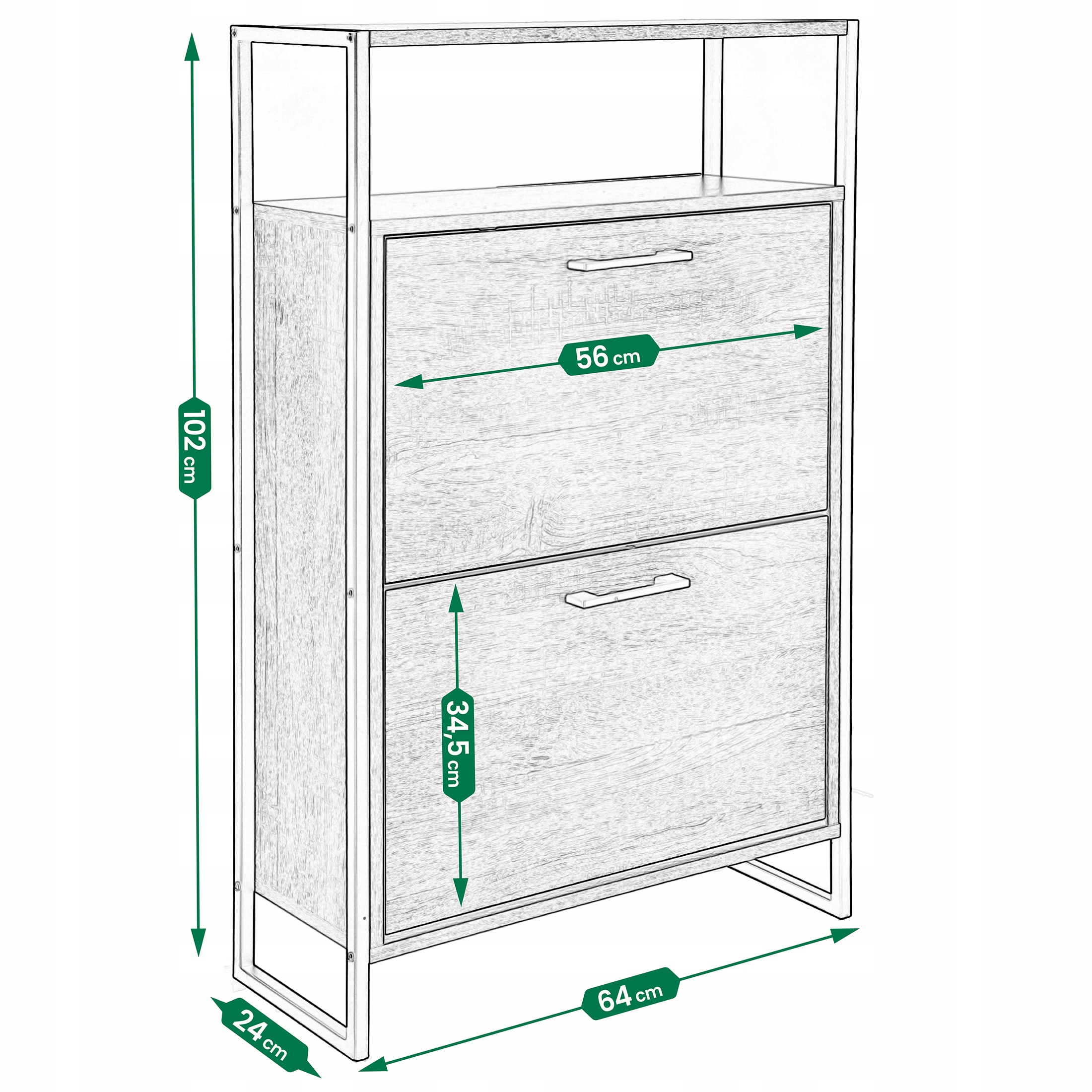 SZAFKA na buty regał 2 KOMORY OBUWIE komoda pojemna do przedpokoju LOFT