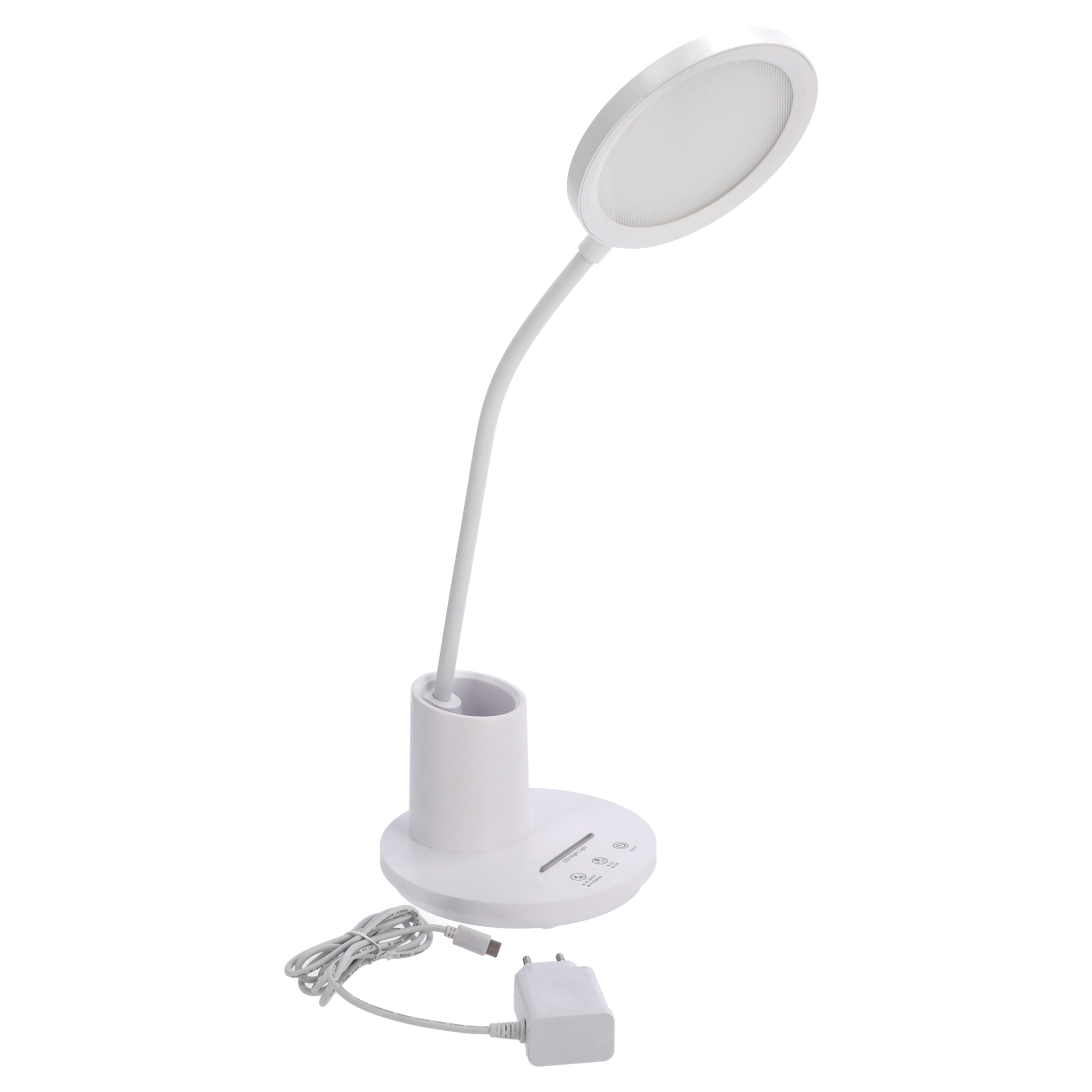 Lampka biurkowa LED szkolna trzy barwy światła do pracy z pojemnikiem