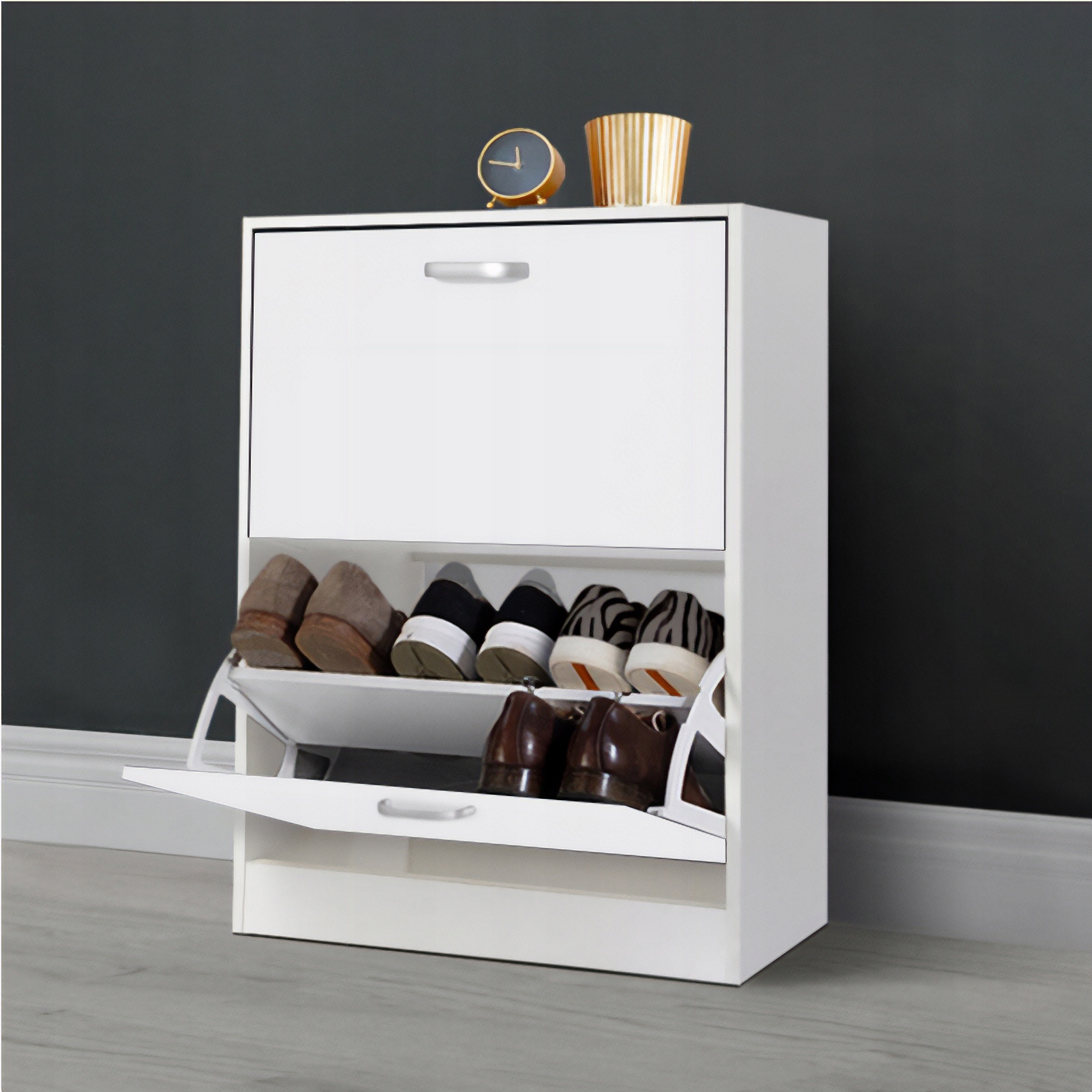 SZAFKA na buty regał 2 komory OBUWIE komoda pojemna do przedpokoju REGAŁ