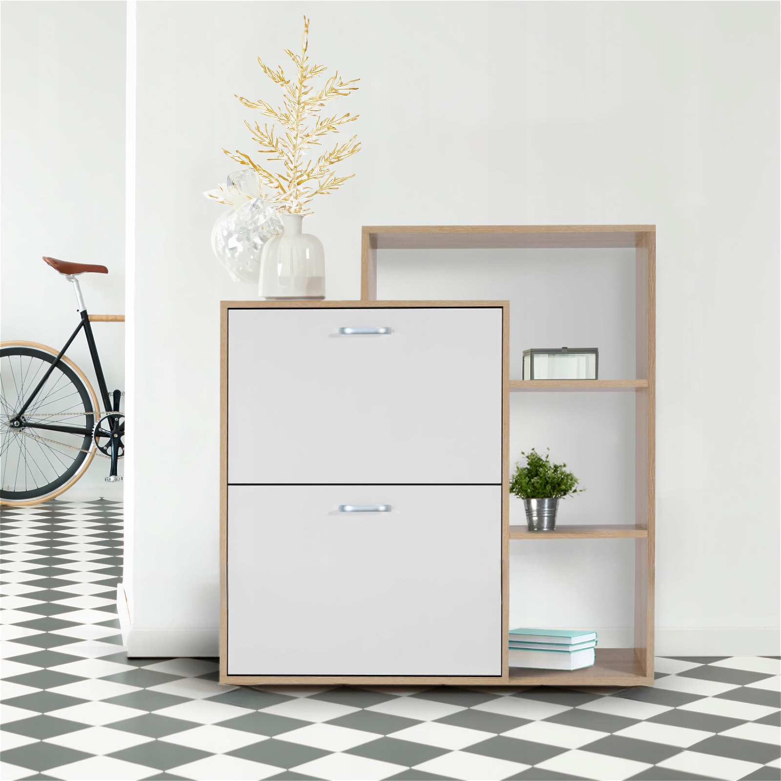 SZAFKA na buty REGAŁ 2 KOMORY OBUWIE komoda pojemna do przedpokoju