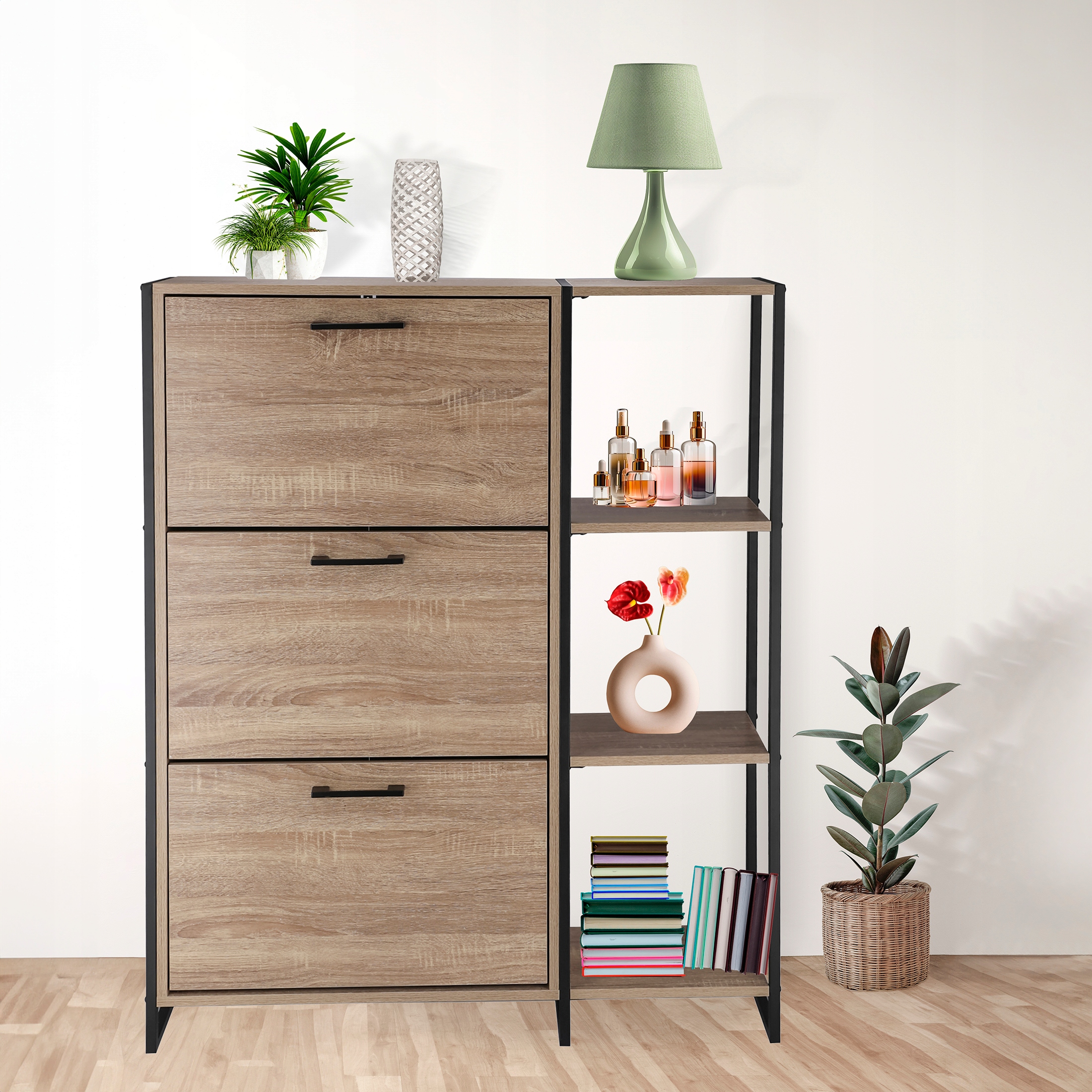 SZAFKA na buty regał 3 KOMORY OBUWIE komoda pojemna do przedpokoju LOFT