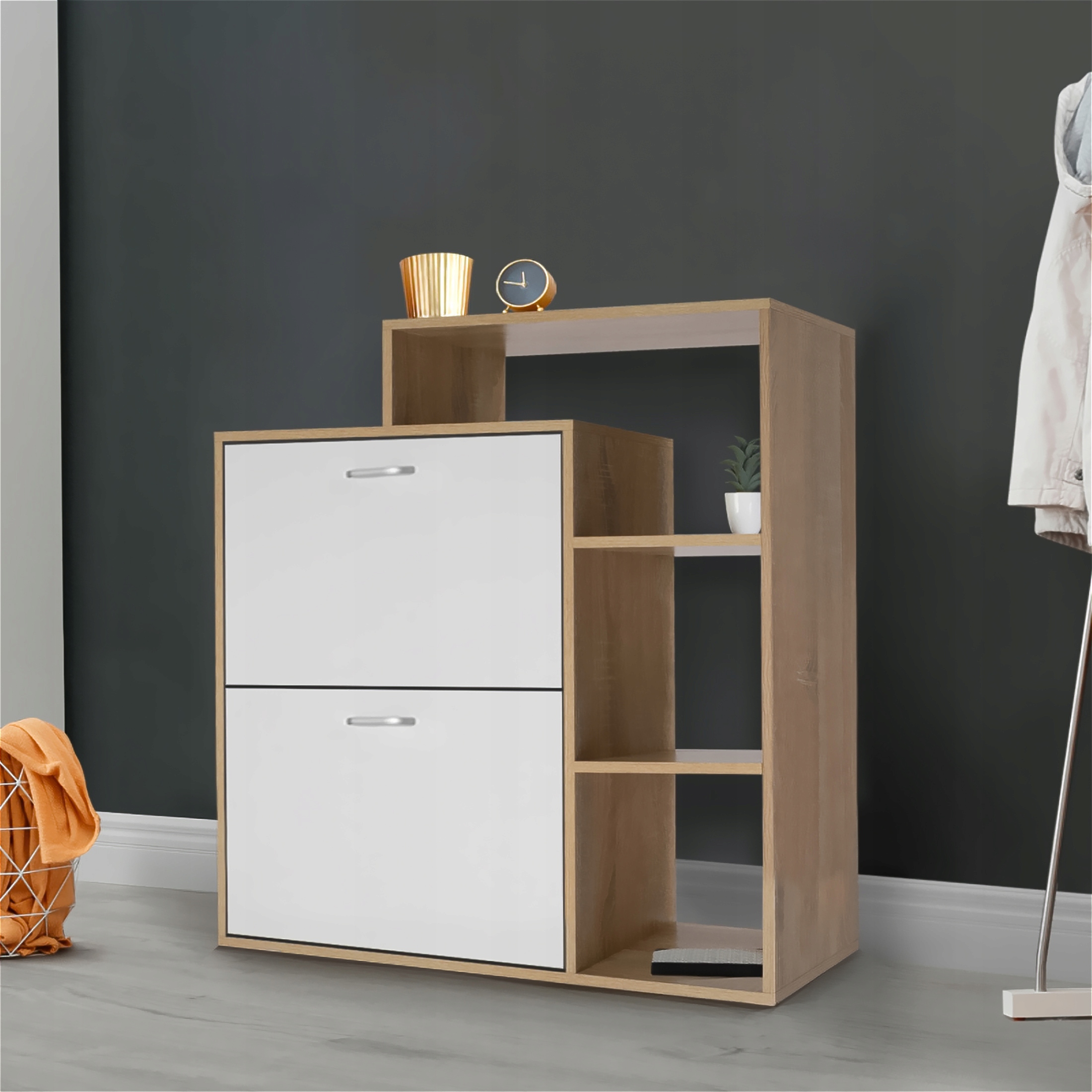 SZAFKA na buty REGAŁ 2 KOMORY OBUWIE komoda pojemna do przedpokoju