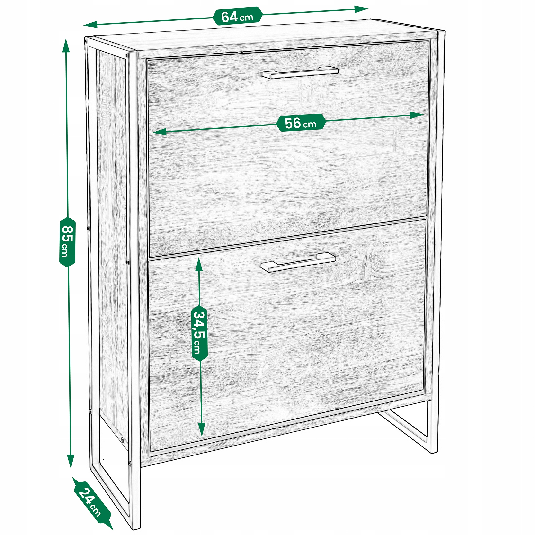 SZAFKA na buty regał 2 KOMORY OBUWIE komoda pojemna do przedpokoju LOFT