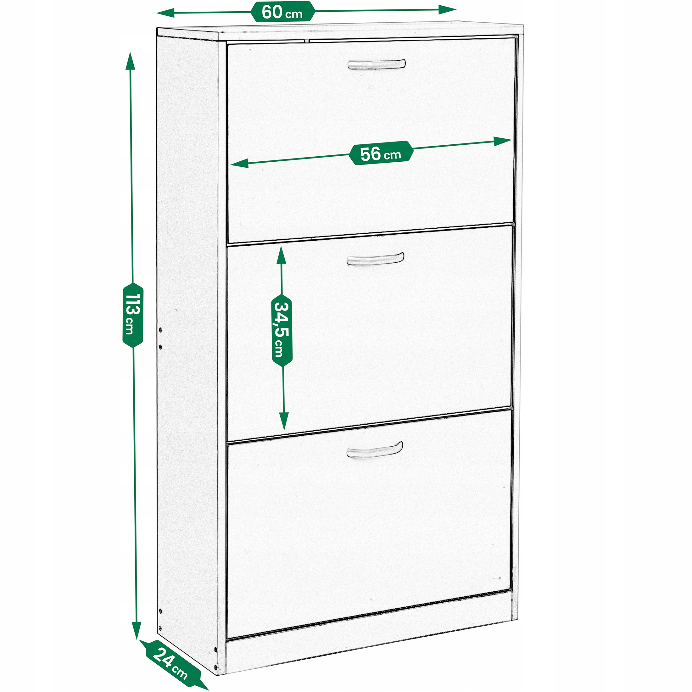 SZAFKA na buty regał 3 KOMORY OBUWIE komoda pojemna do przedpokoju REGAŁ