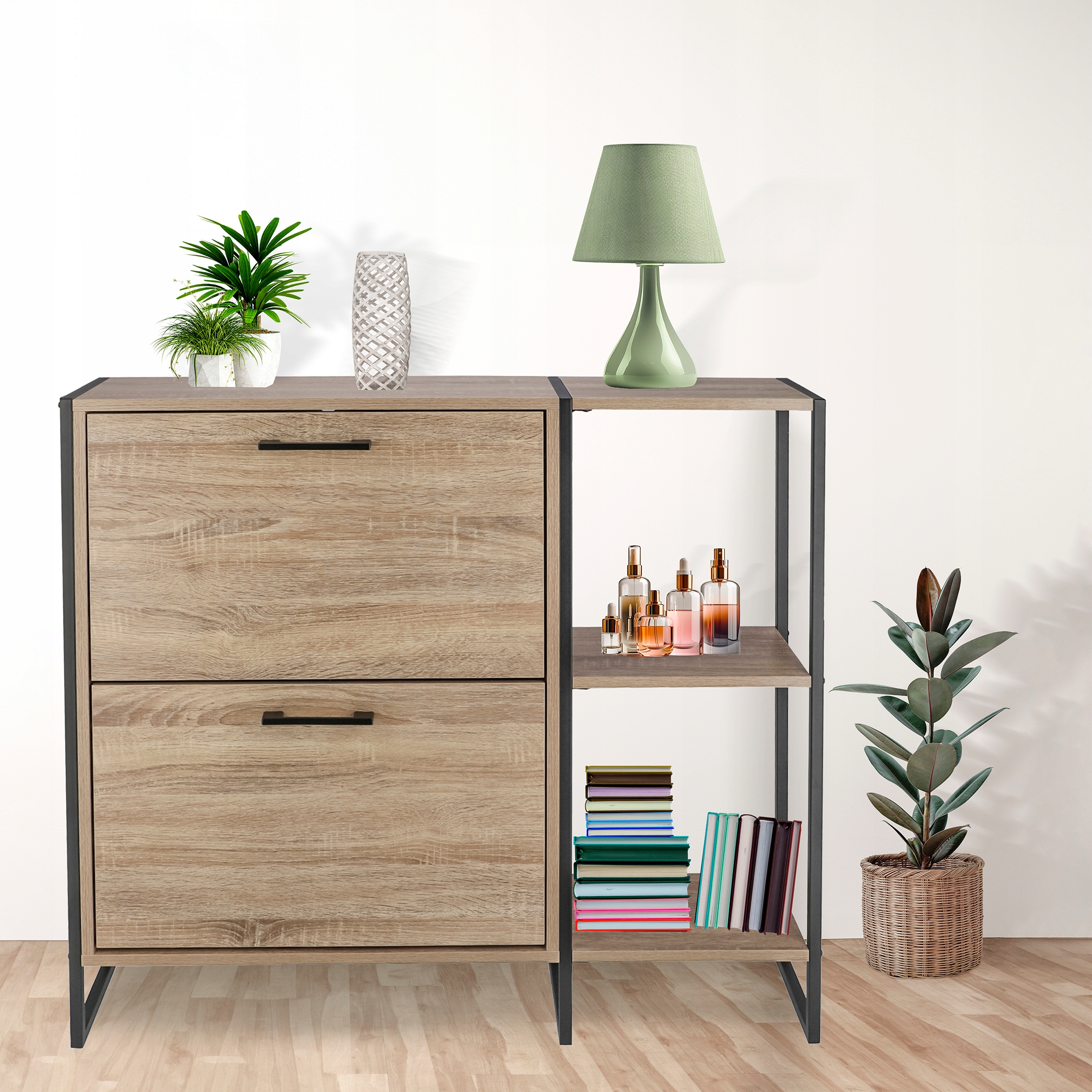 SZAFKA na buty regał 2 KOMORY OBUWIE komoda pojemna do przedpokoju LOFT